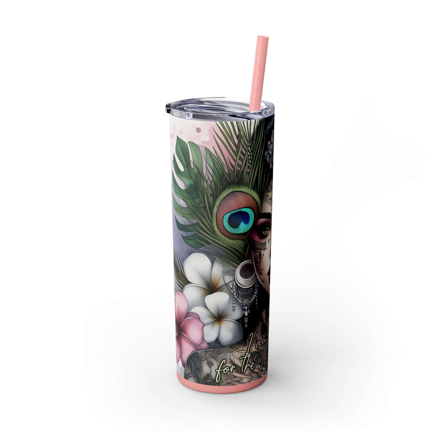 Im Thankful for thelove in my life -Affirmation Art Skinny Tumbler - 20oz with Straw