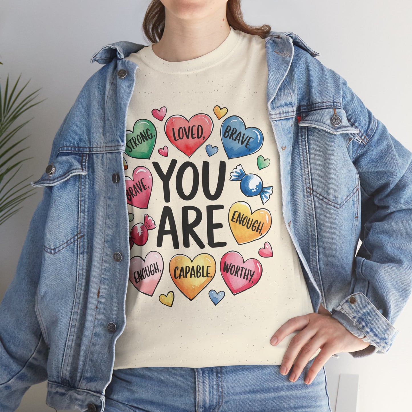 Self Love Inspirational Unisex Heavy Cotton Tee-You are Loved, Strong, Enough