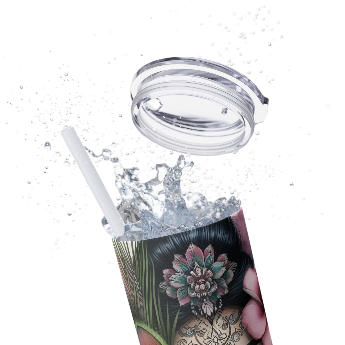 Im Thankful for thelove in my life -Affirmation Art Skinny Tumbler - 20oz with Straw