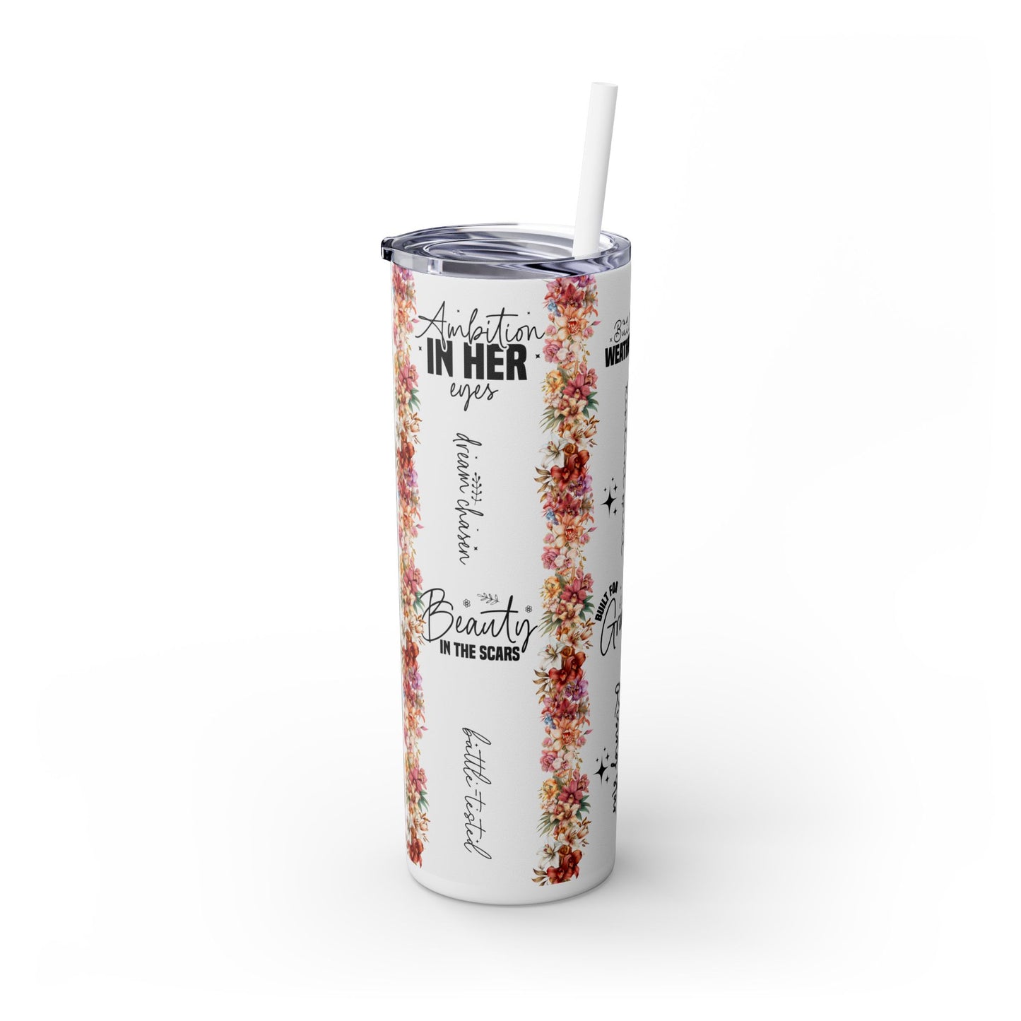 Built for Greatness -Affirmation Art Skinny Tumbler - 20oz with Straw
