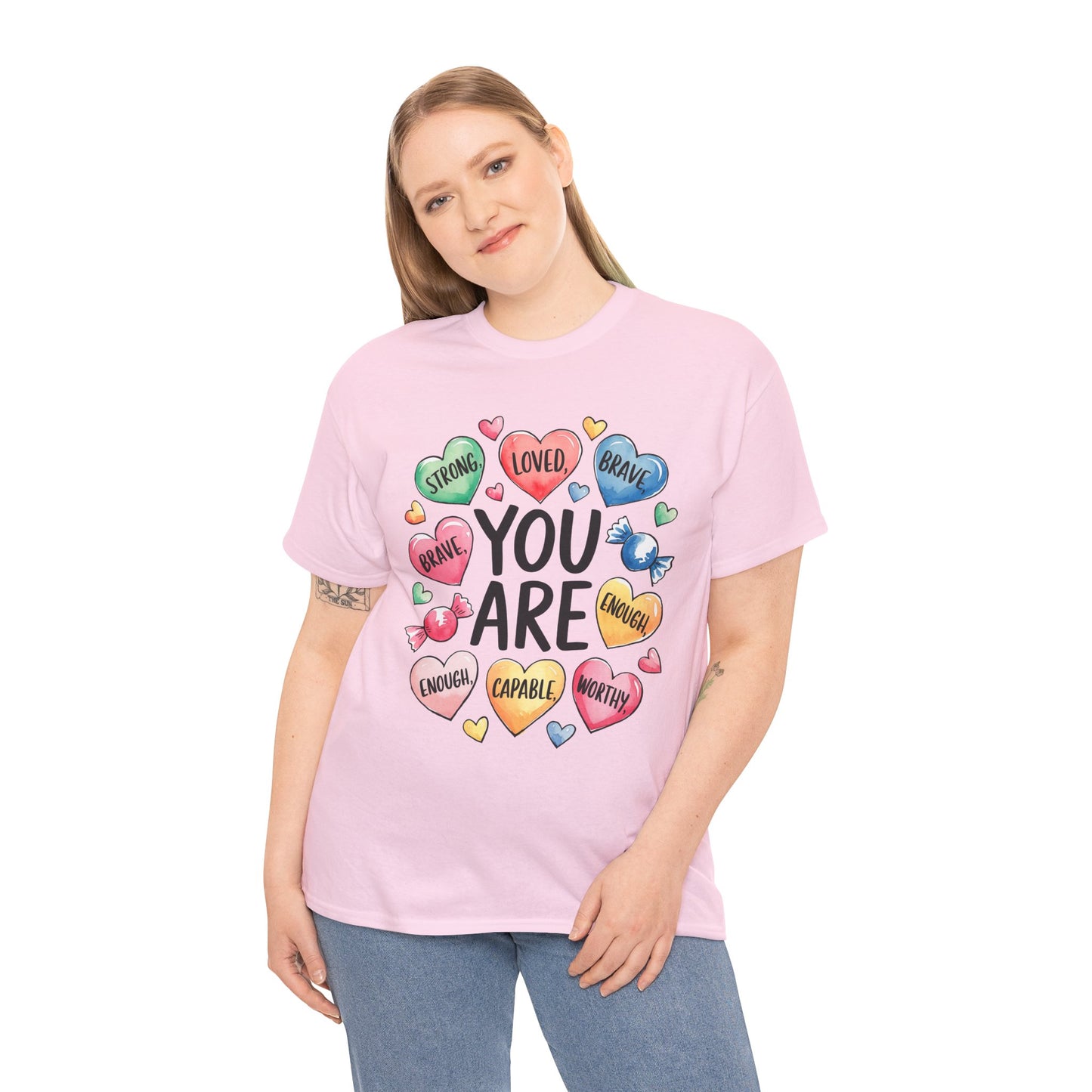 Self Love Inspirational Unisex Heavy Cotton Tee-You are Loved, Strong, Enough