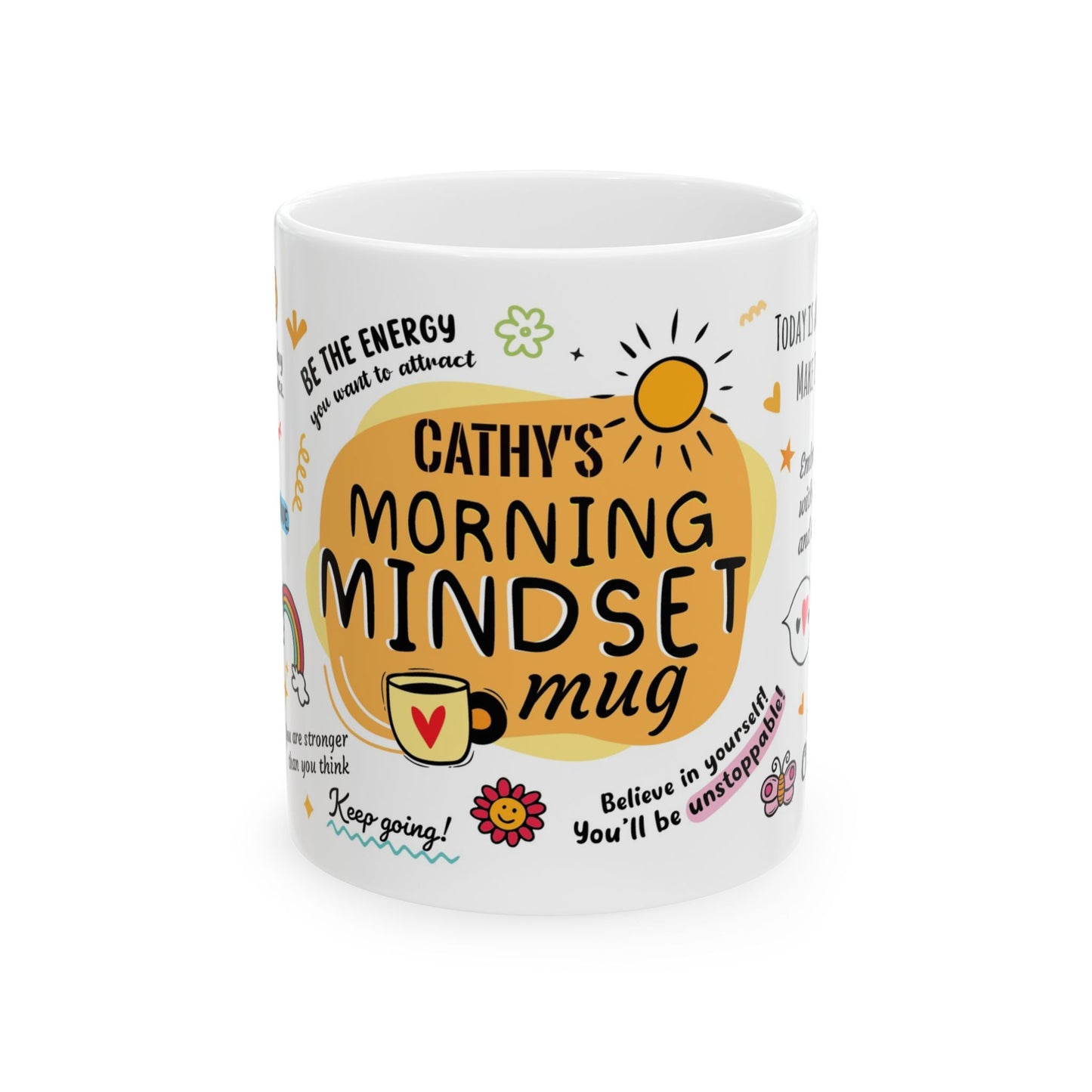 Morning mindset customisable Ceramic Mug , (11oz, 15oz)