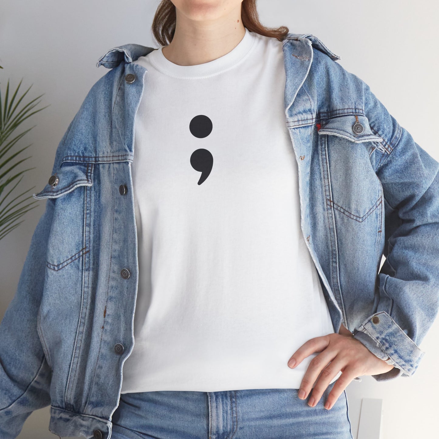 Semi Colon-Suicide Prevention Awareness-Heavy Cotton Tee