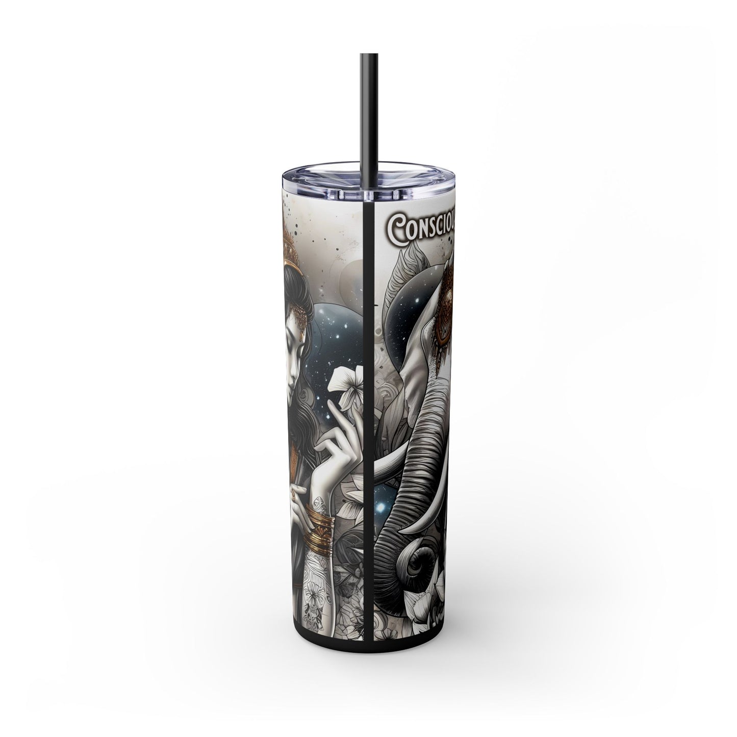 Conscious breathing is my anchor-Affirmation Art Skinny Tumbler - 20oz with Straw