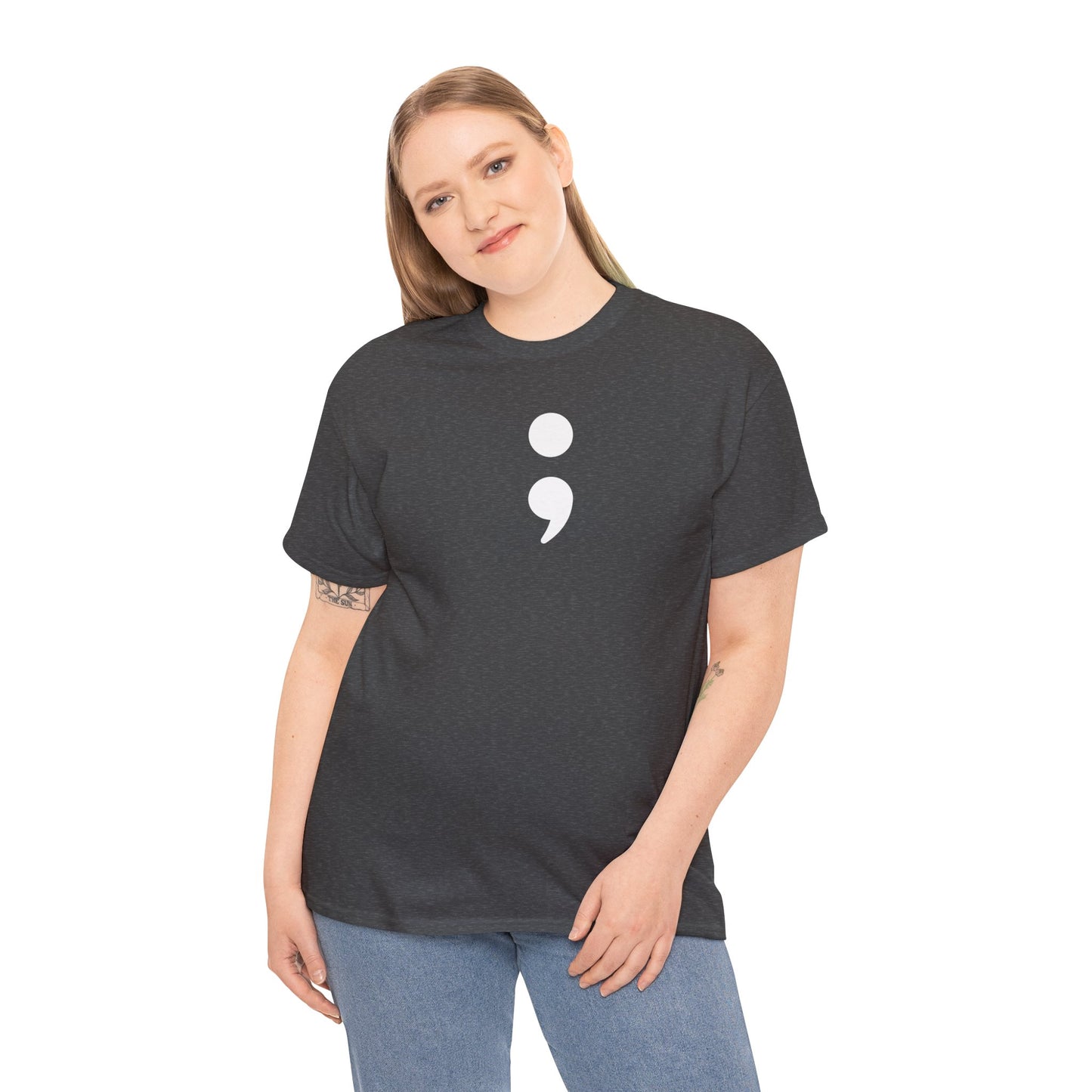Semi Colon-Suicide Prevention Awareness-Heavy Cotton Tee