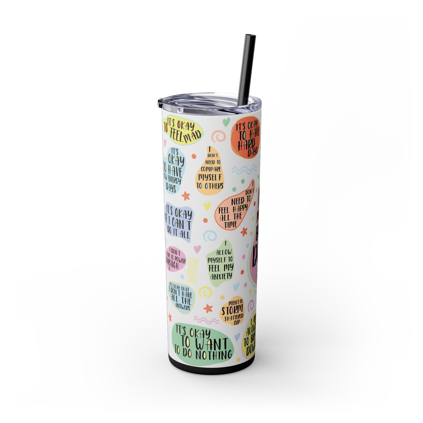 My Mental Breakdown Cup-Bohemian Art Skinny Tumbler - 20oz with Straw, Inspirational Quote