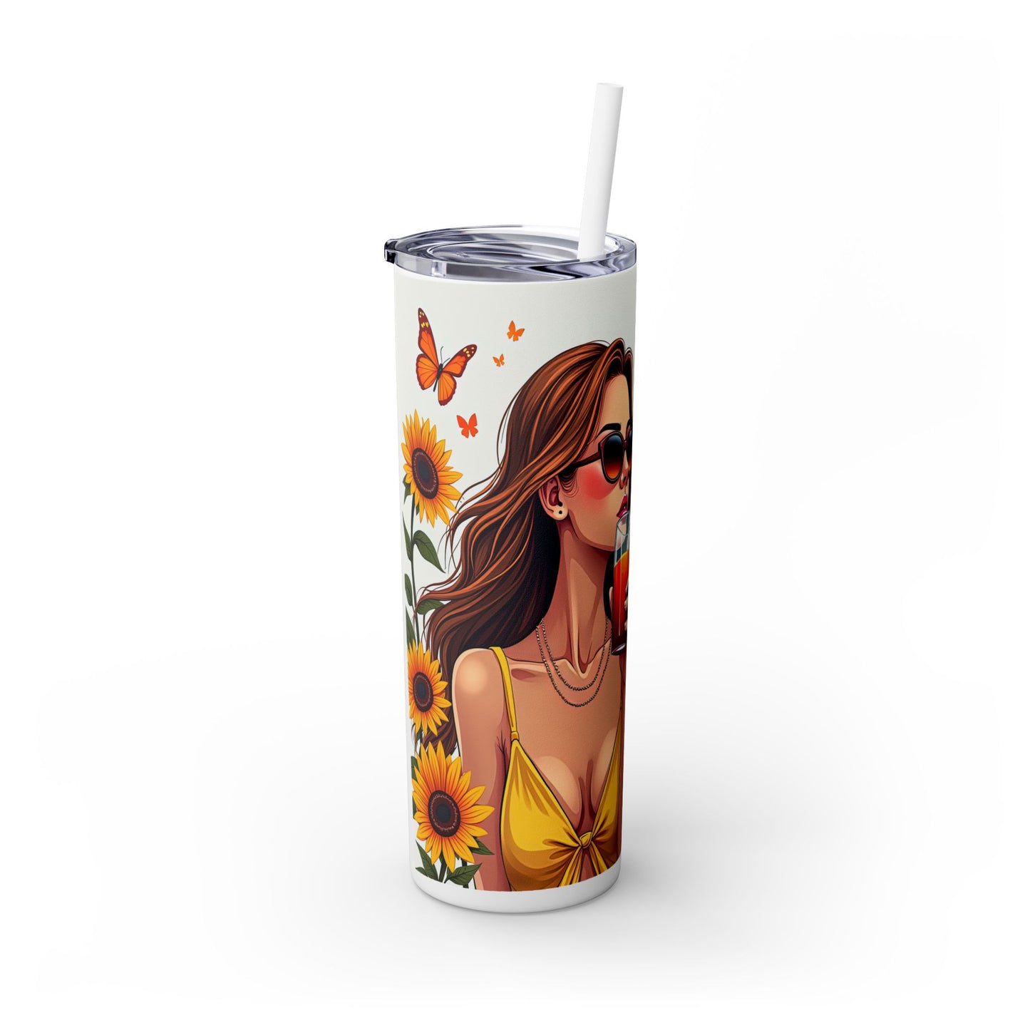 Self Love is Super Power-Bohemian Art Skinny Tumbler - 20oz with Straw, Inspirational Quote