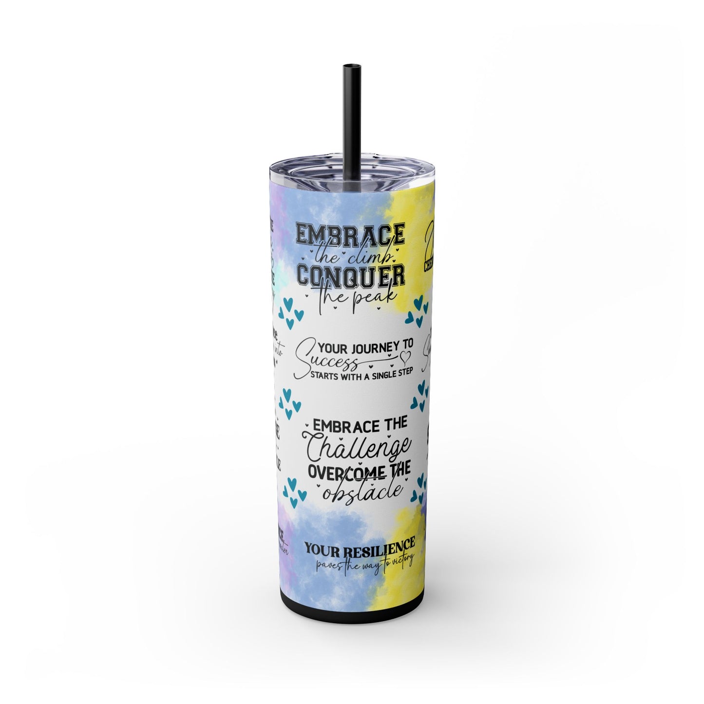 Embrace the Challenge-Bohemian Art Skinny Tumbler - 20oz with Straw, Inspirational Quote