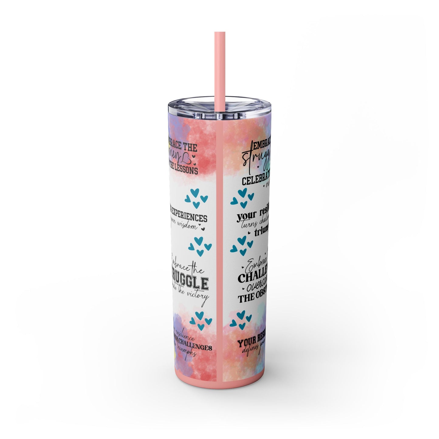 Embrace the Challenge-Bohemian Art Skinny Tumbler - 20oz with Straw, Inspirational Quote