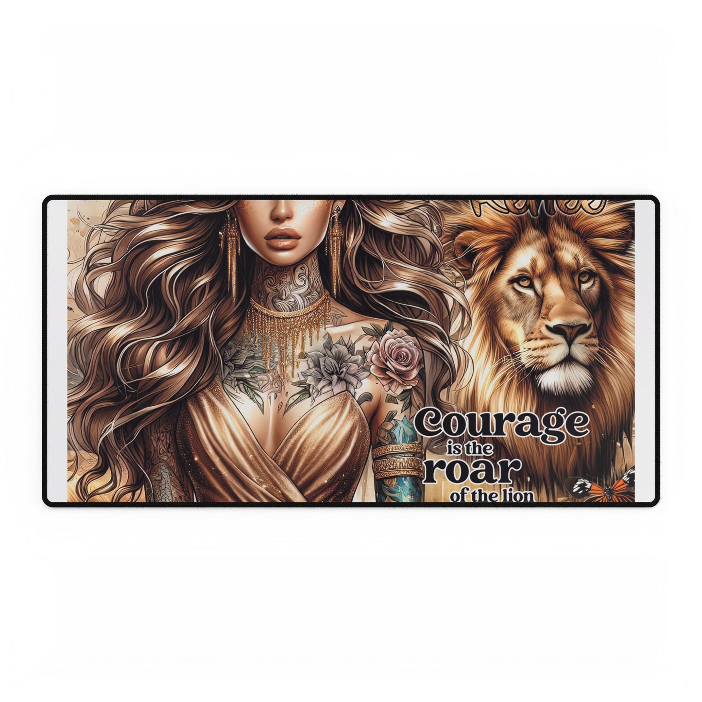 Inspirational Mouse Pad - Courage is the Roar of the Lion Within You - Perfect Gift for Strength and Empowerment