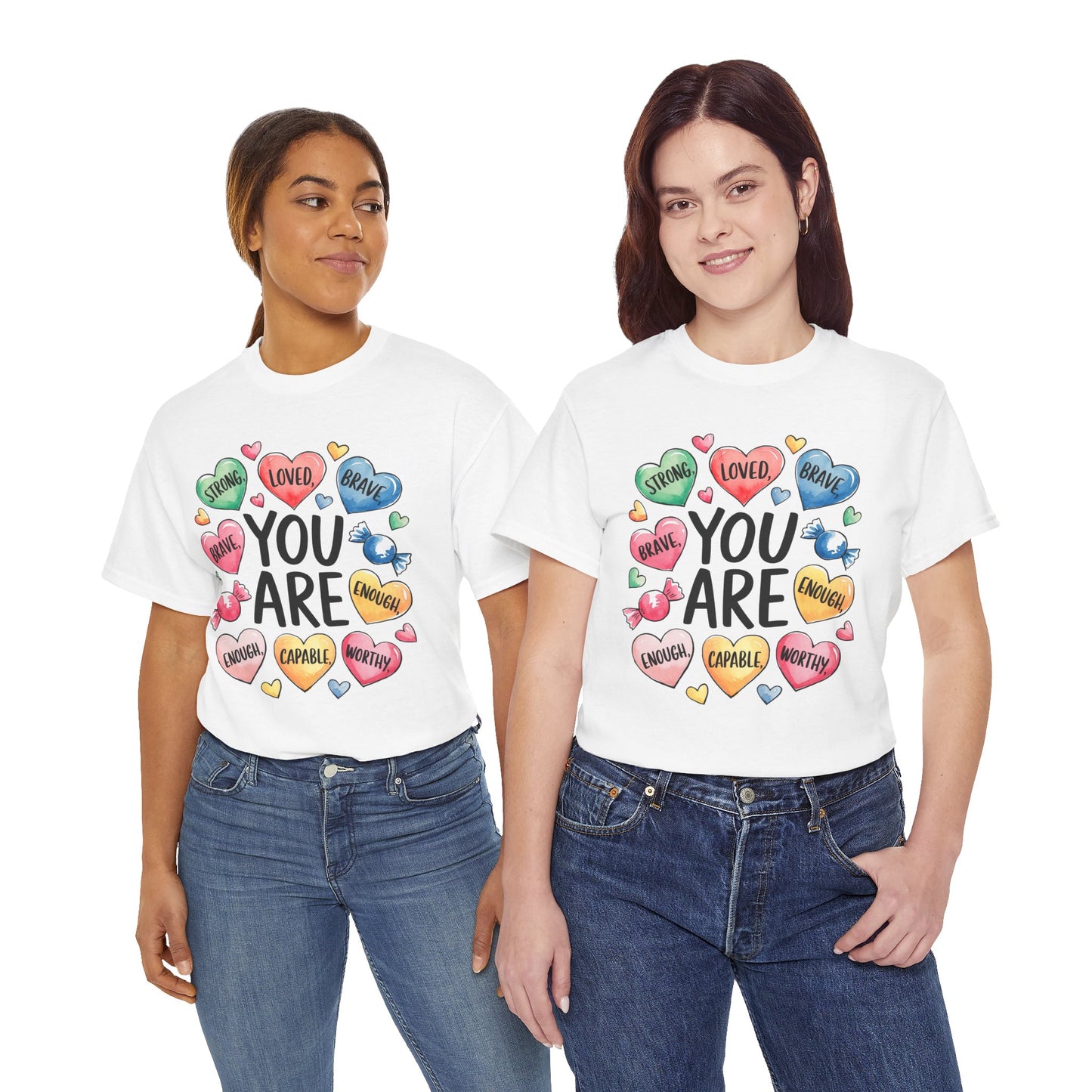 Self Love Inspirational Unisex Heavy Cotton Tee-You are Loved, Strong, Enough