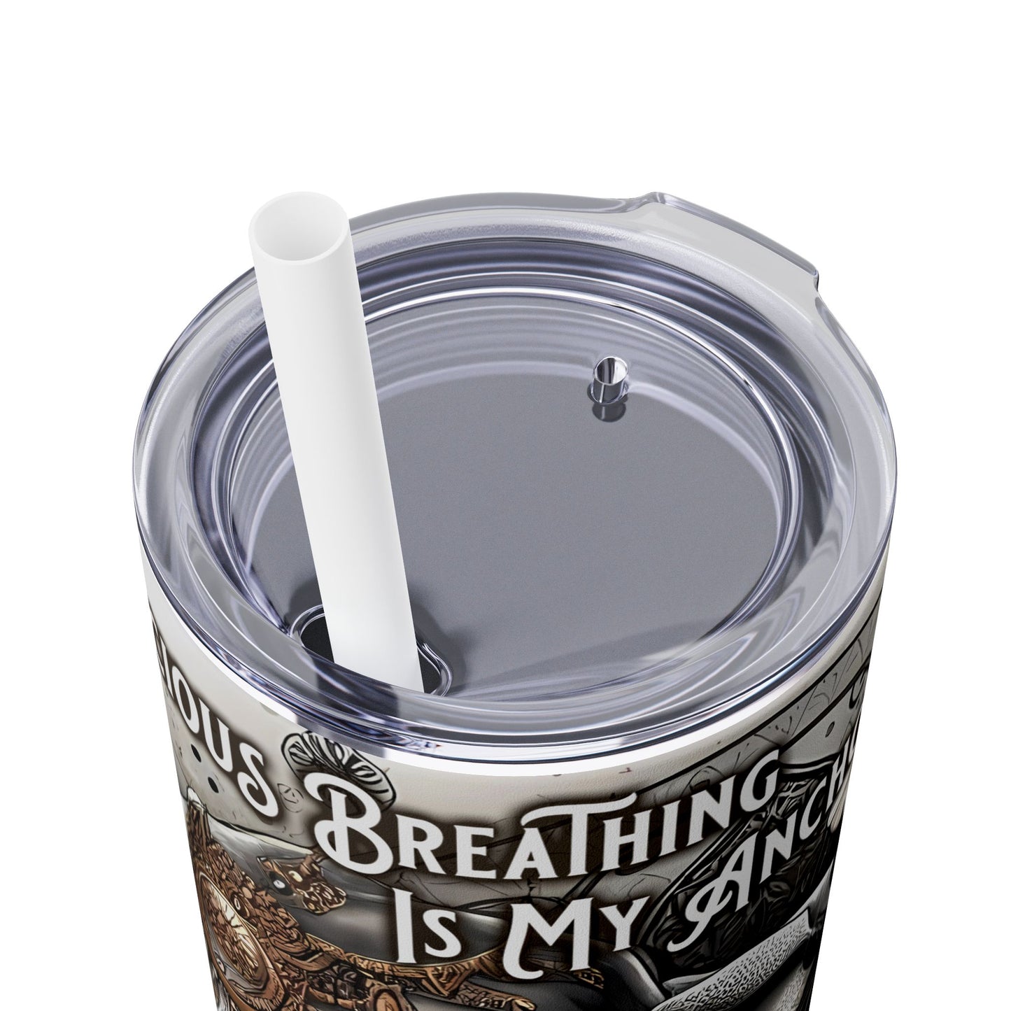 Conscious breathing is my anchor-Affirmation Art Skinny Tumbler - 20oz with Straw