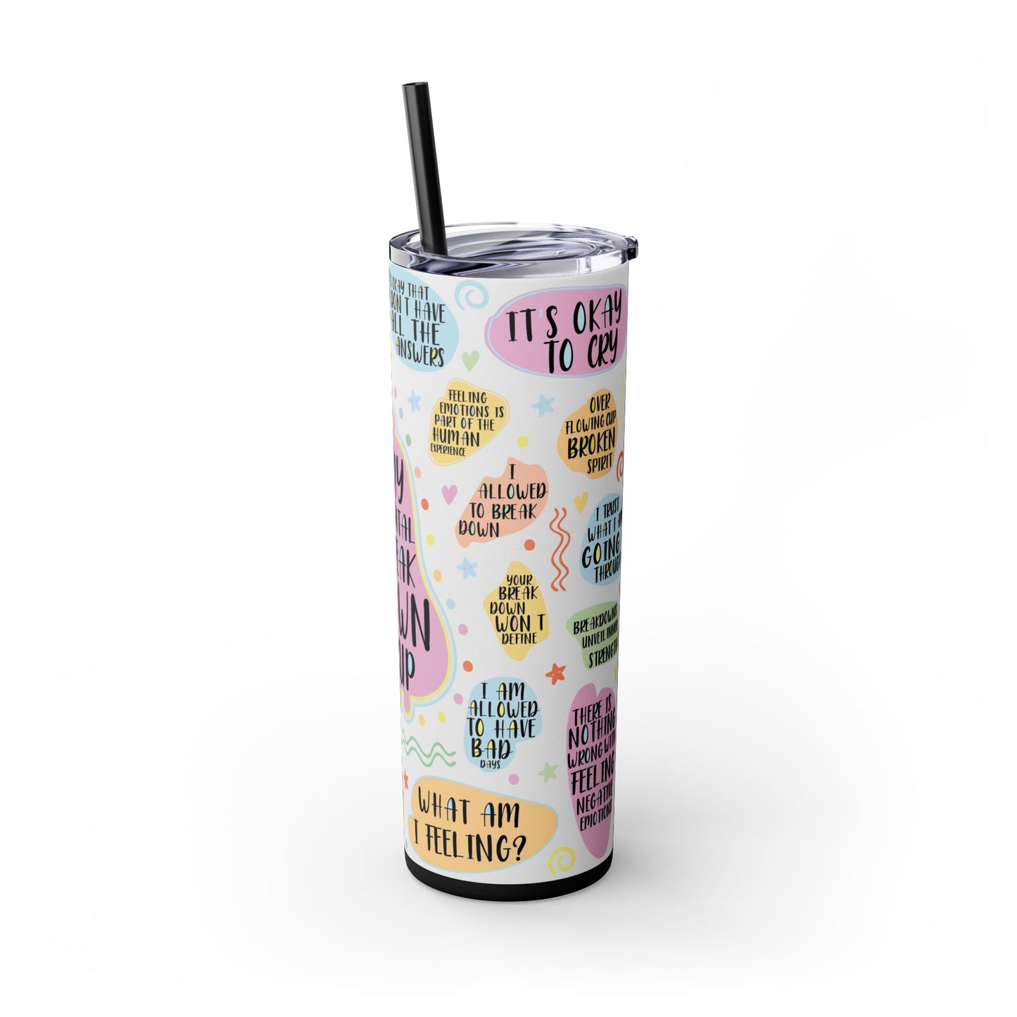 My Mental Breakdown Cup-Bohemian Art Skinny Tumbler - 20oz with Straw, Inspirational Quote