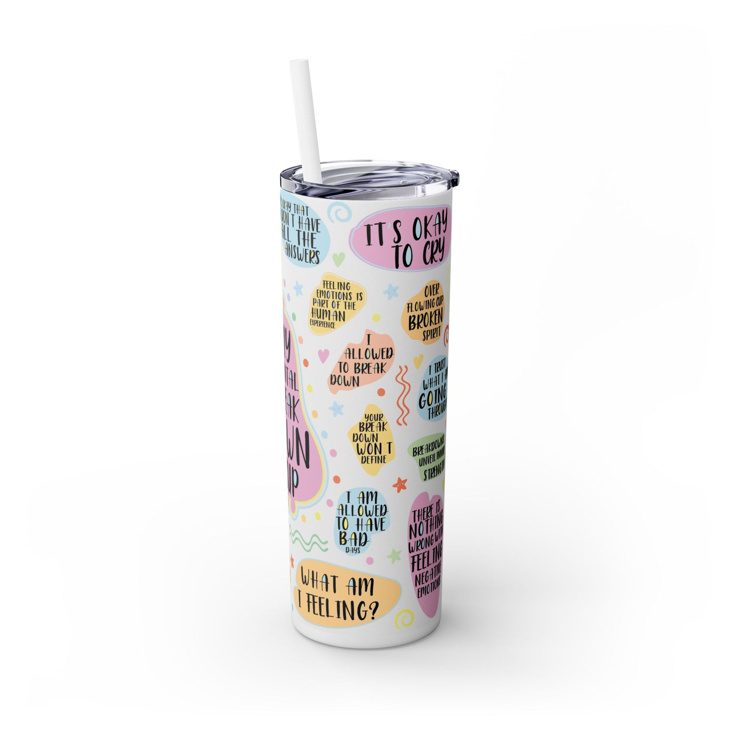My Mental Breakdown Cup-Bohemian Art Skinny Tumbler - 20oz with Straw, Inspirational Quote