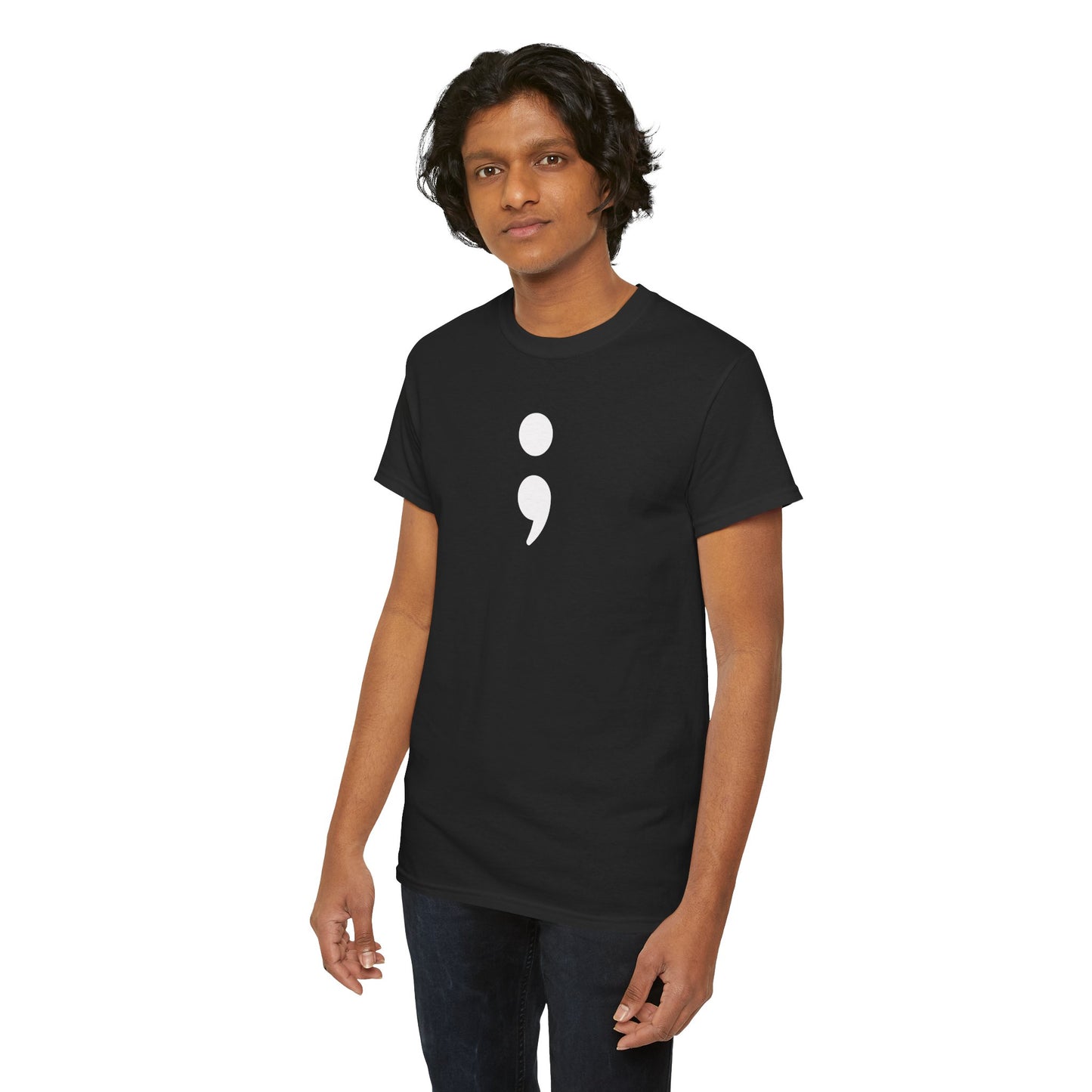 Semi Colon-Suicide Prevention Awareness-Heavy Cotton Tee