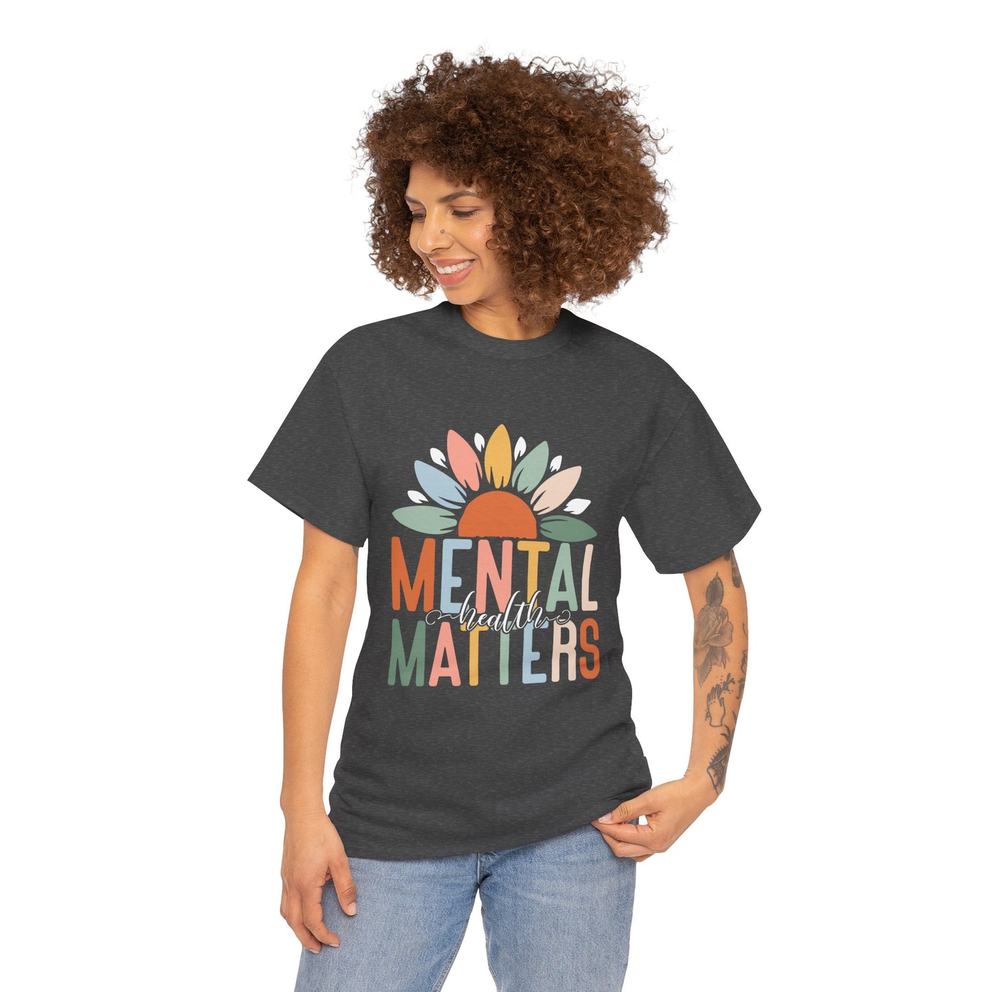 Mental Health Matters-Sunflower Design-Heavy Cotton Tee