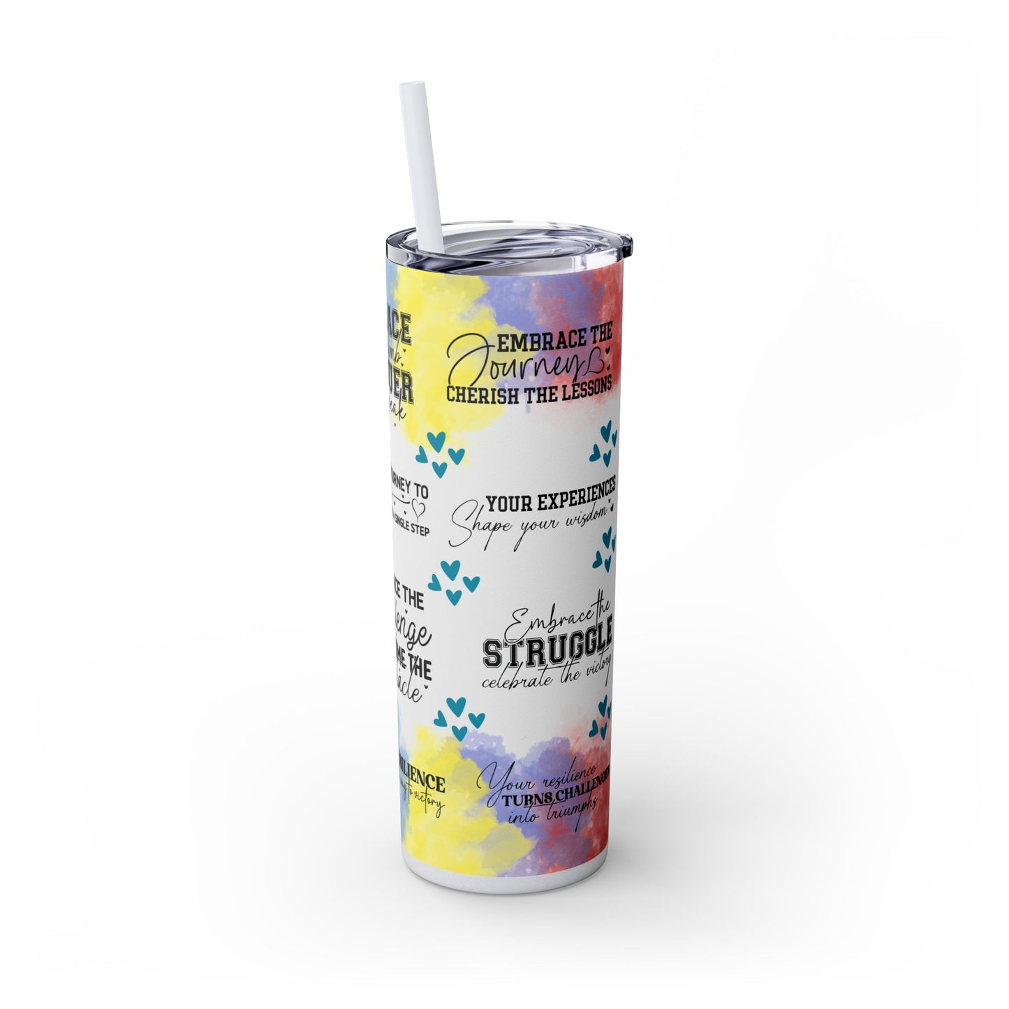 Embrace the Challenge-Bohemian Art Skinny Tumbler - 20oz with Straw, Inspirational Quote