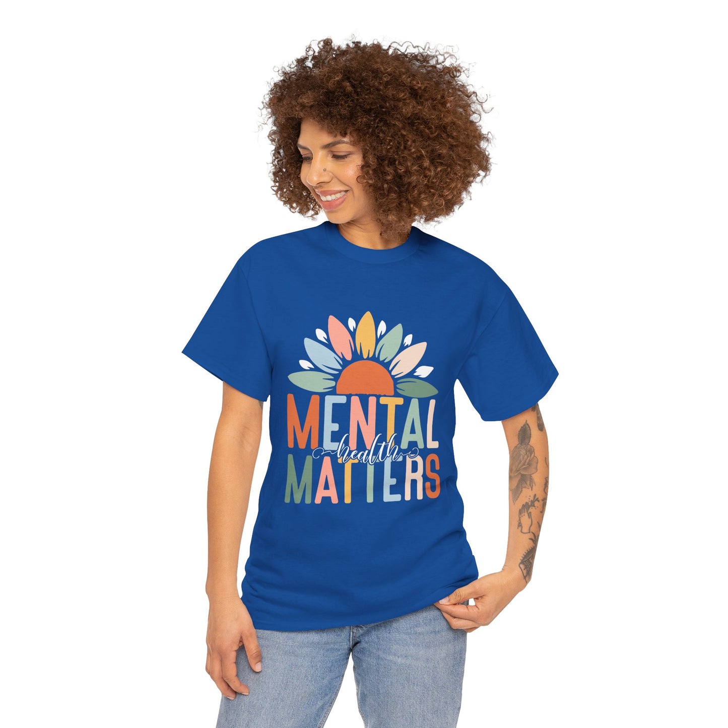 Mental Health Matters-Sunflower Design-Heavy Cotton Tee