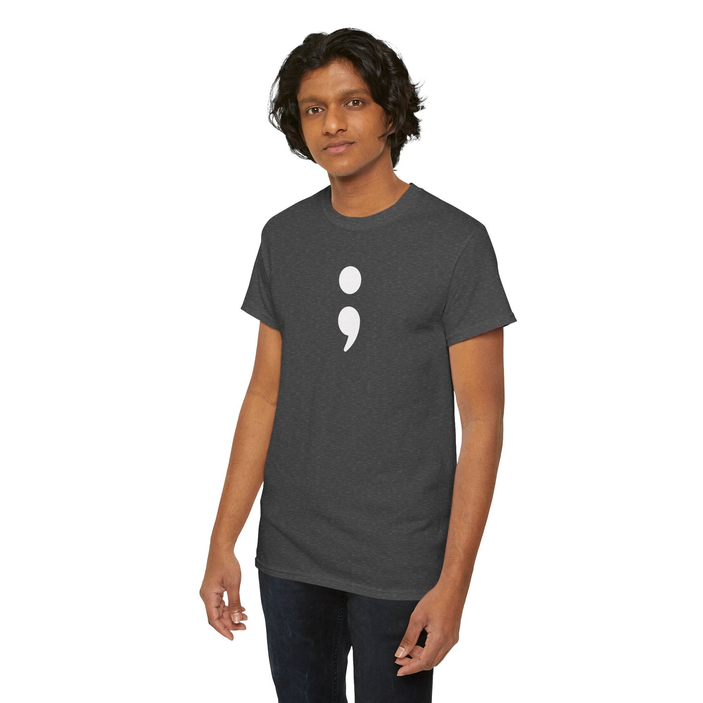 Semi Colon-Suicide Prevention Awareness-Heavy Cotton Tee