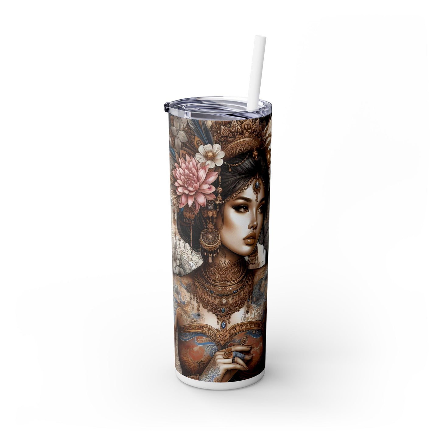 Im in the right place doing the right thing-Affirmation Art Skinny Tumbler - 20oz with Straw
