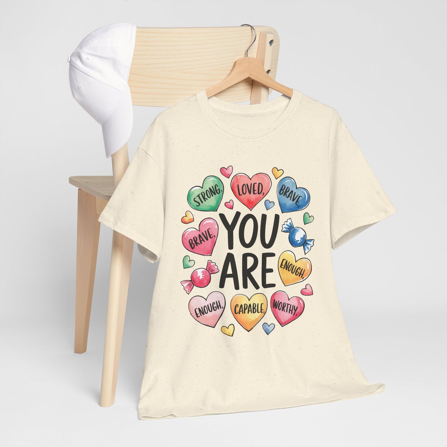 Self Love Inspirational Unisex Heavy Cotton Tee-You are Loved, Strong, Enough