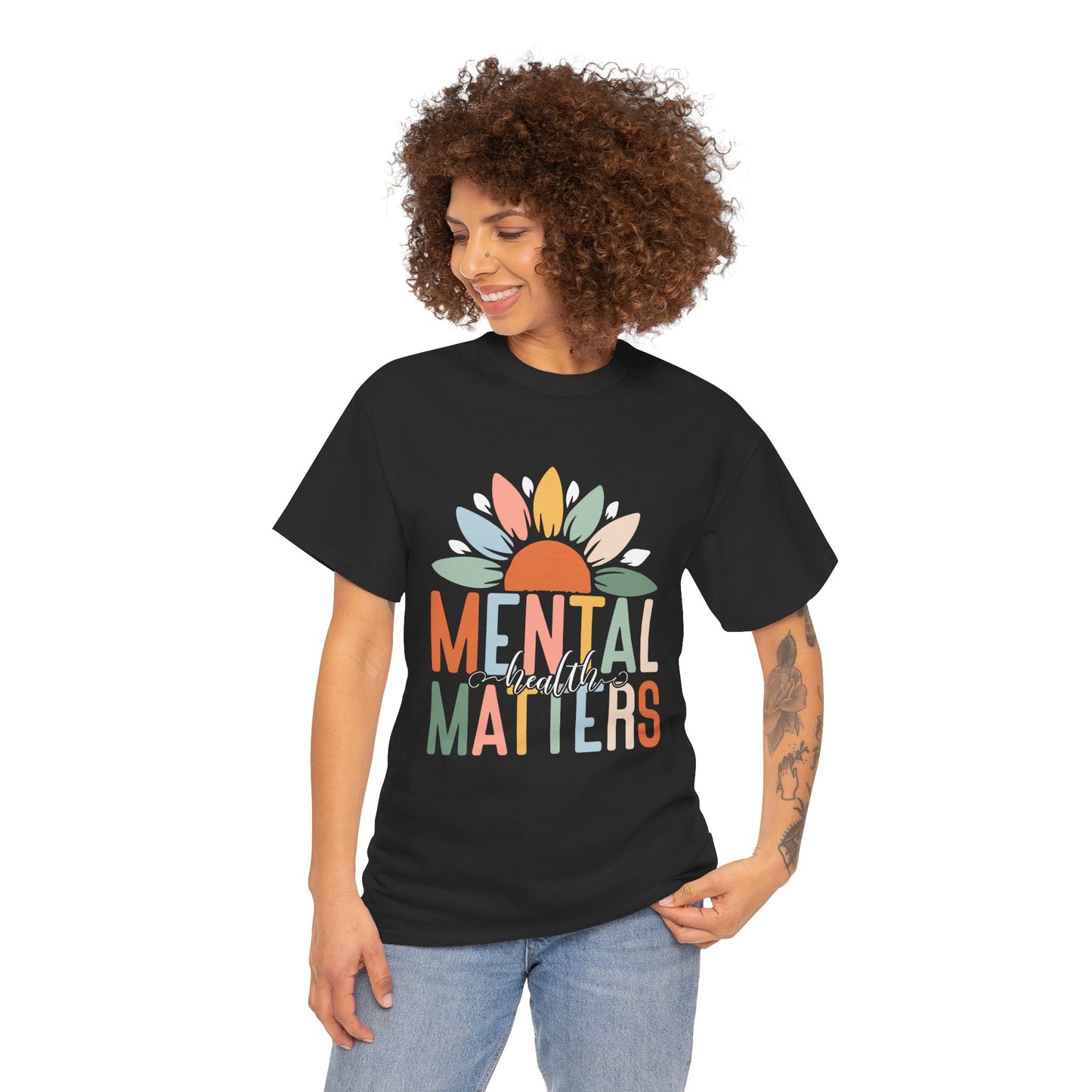 Mental Health Matters-Sunflower Design-Heavy Cotton Tee