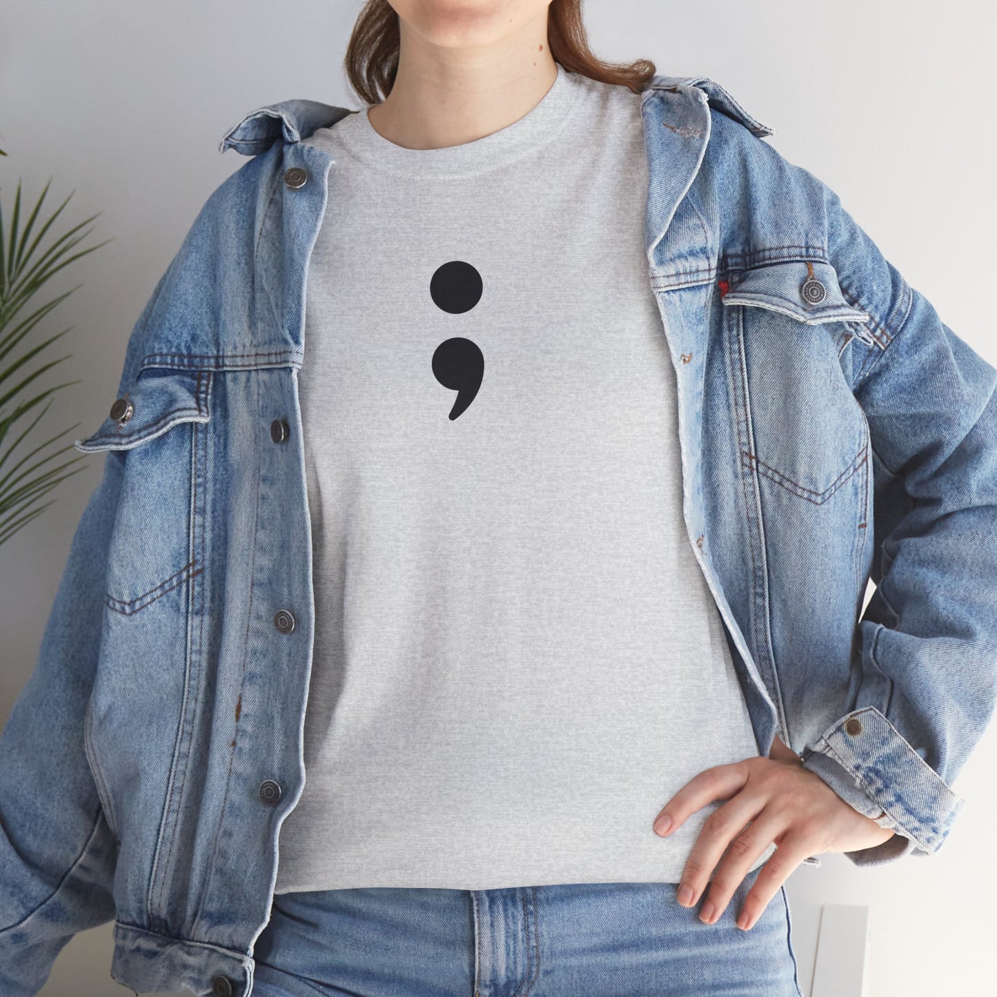 Semi Colon-Suicide Prevention Awareness-Heavy Cotton Tee