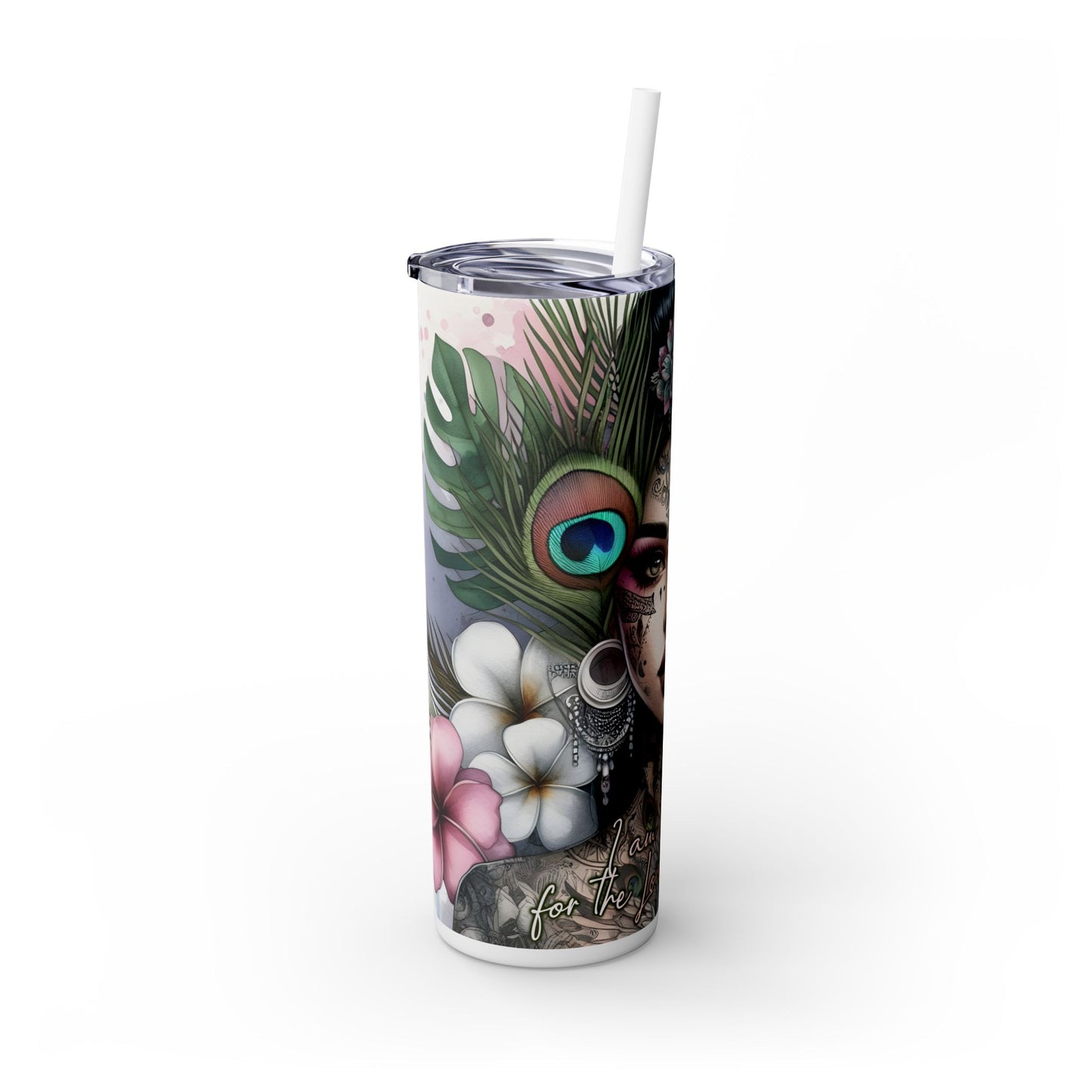 Im Thankful for thelove in my life -Affirmation Art Skinny Tumbler - 20oz with Straw