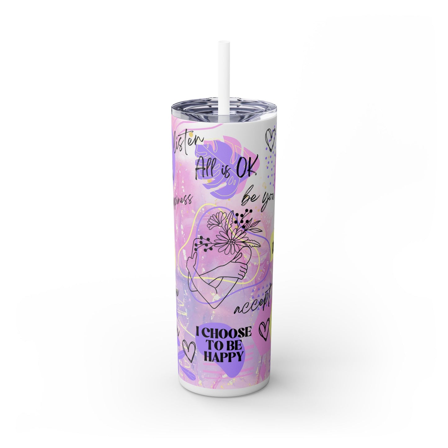 Today i will be my best self- Self Love Skinny Tumbler with Straw, 20oz