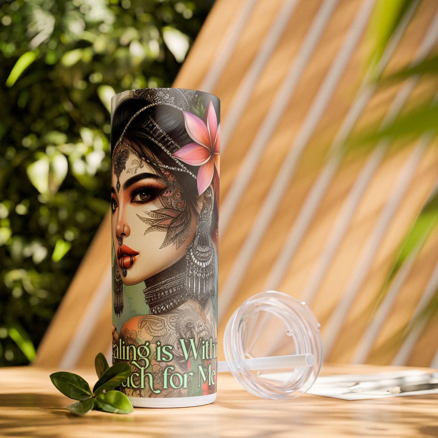Healing is within your reach-Affirmation Art Skinny Tumbler - 20oz with Straw, Inspirational Quote