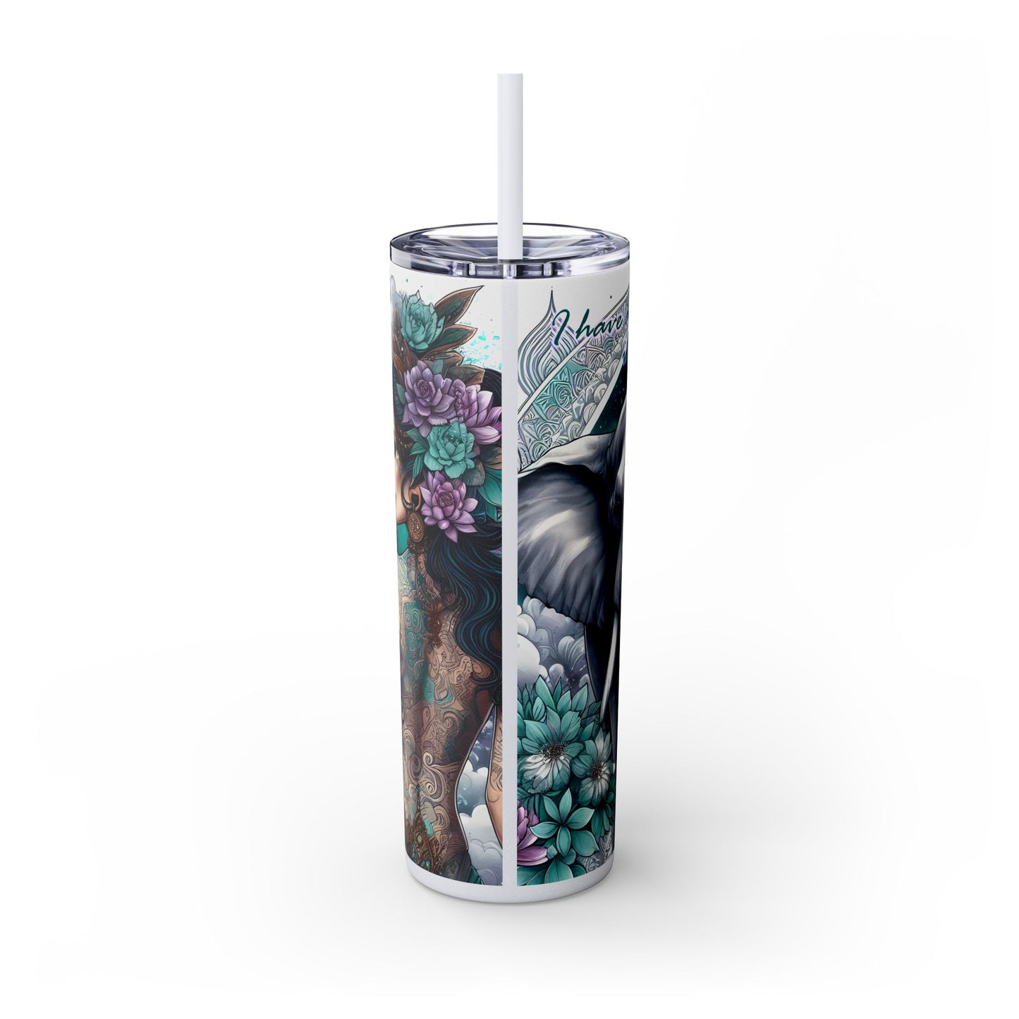 I have all that i need to succeed-Affirmation Art Skinny Tumbler - 20oz with Straw
