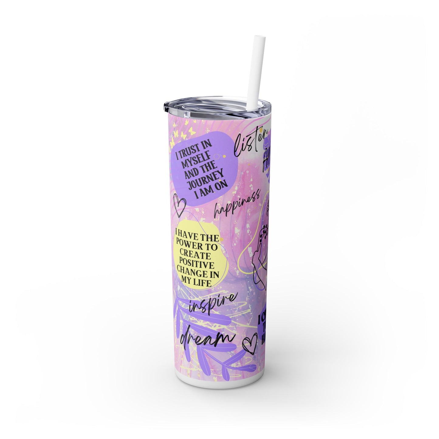 Today i will be my best self- Self Love Skinny Tumbler with Straw, 20oz