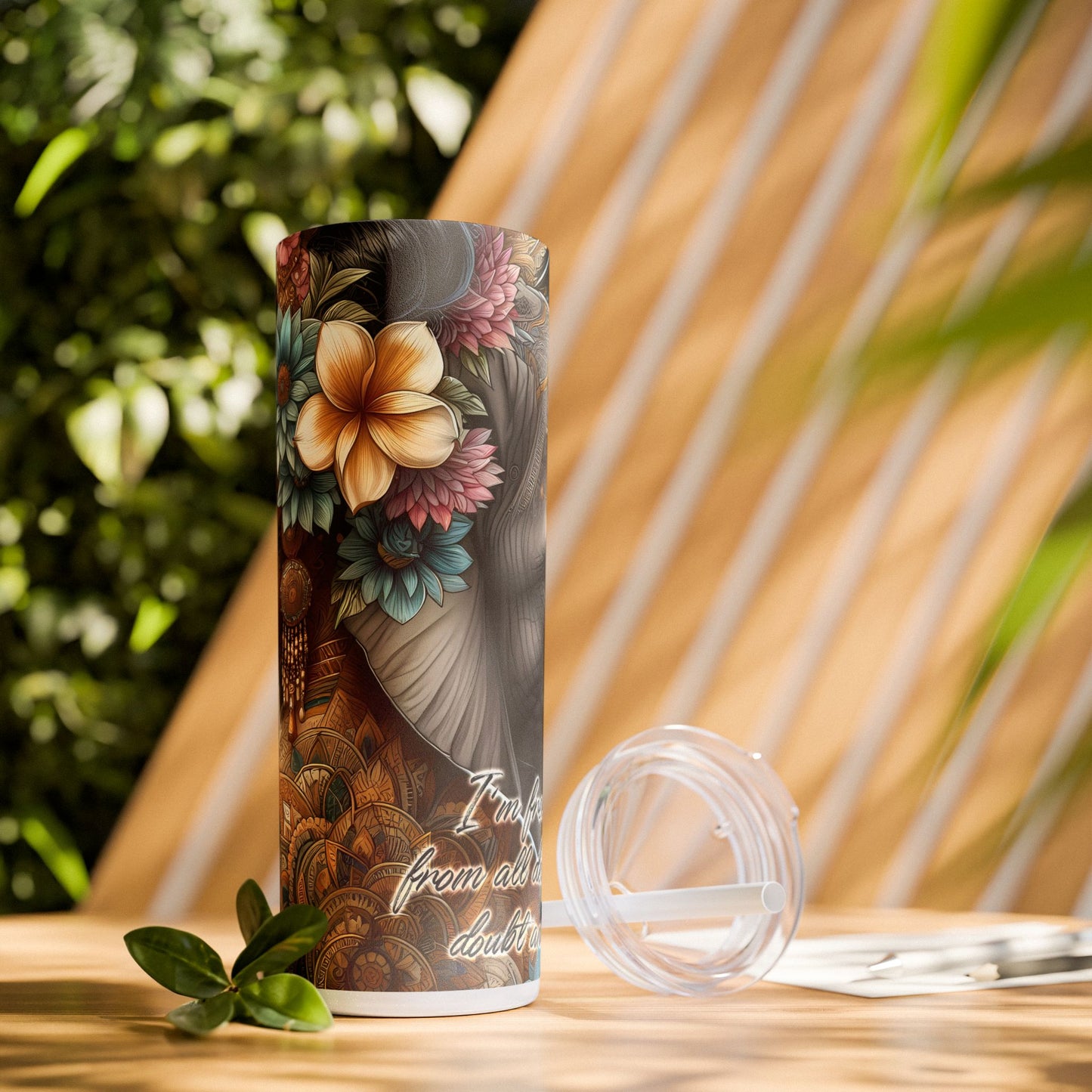 Im freeing myself from doubt and fear-Affirmation Art Skinny Tumbler - 20oz with Straw