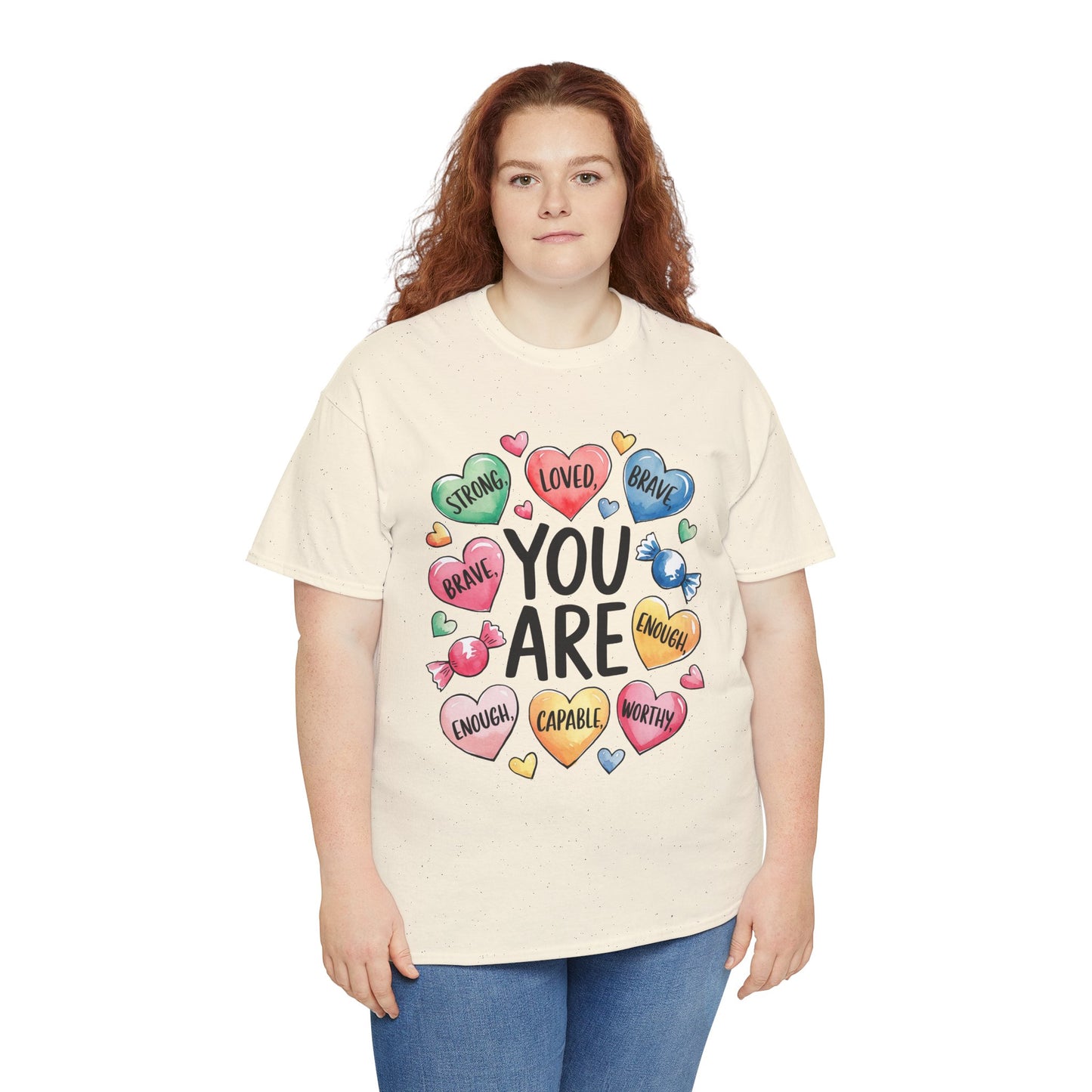 Self Love Inspirational Unisex Heavy Cotton Tee-You are Loved, Strong, Enough