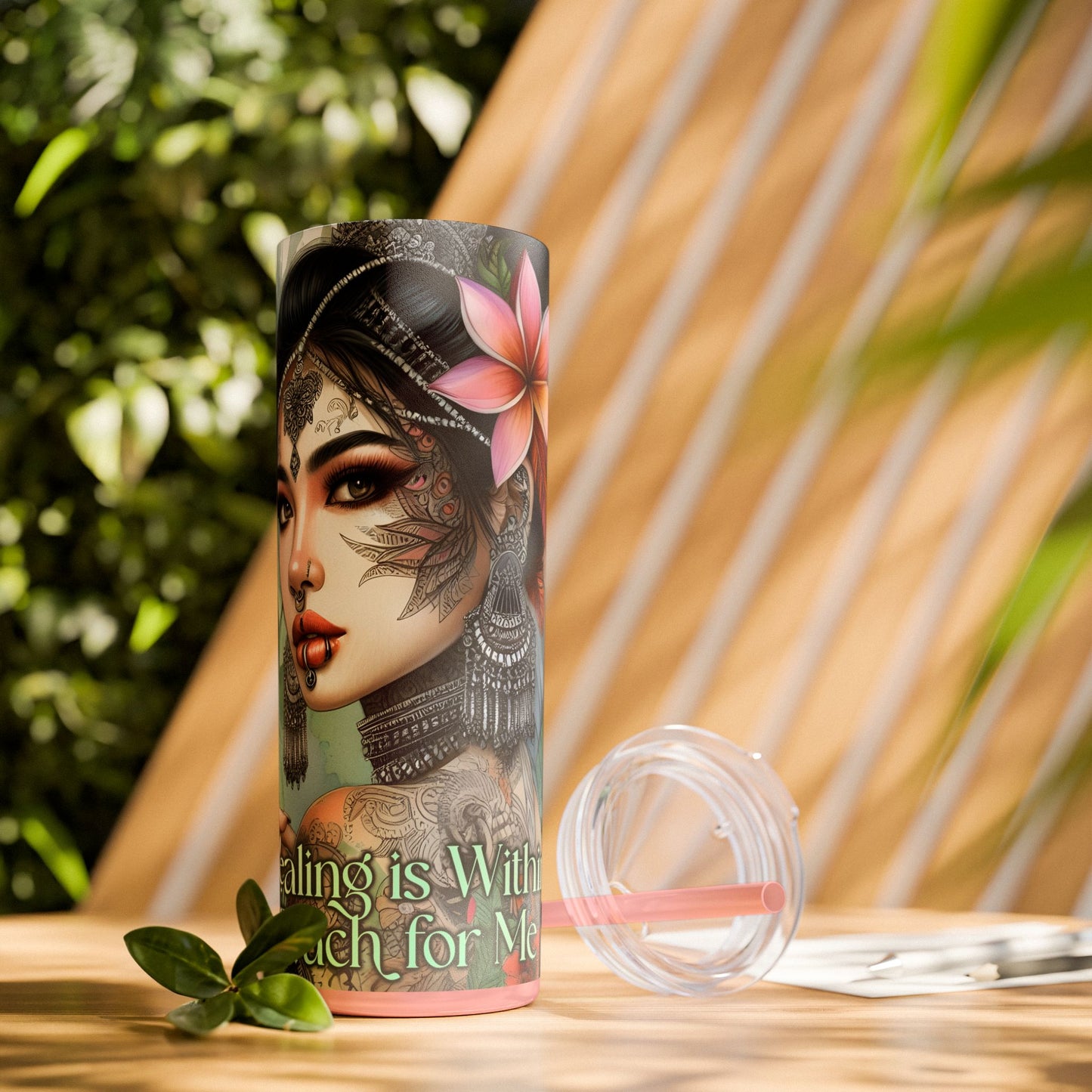 Healing is within your reach-Affirmation Art Skinny Tumbler - 20oz with Straw, Inspirational Quote