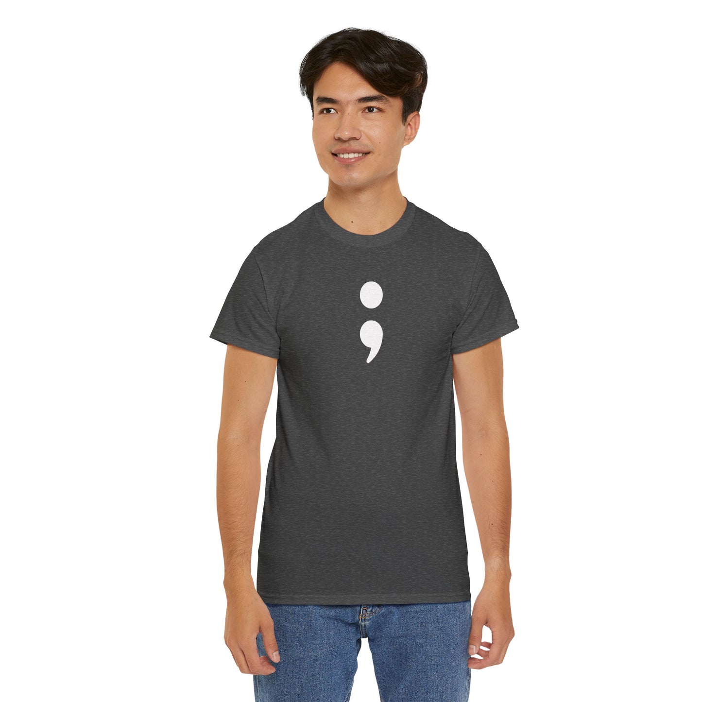 Semi Colon-Suicide Prevention Awareness-Heavy Cotton Tee