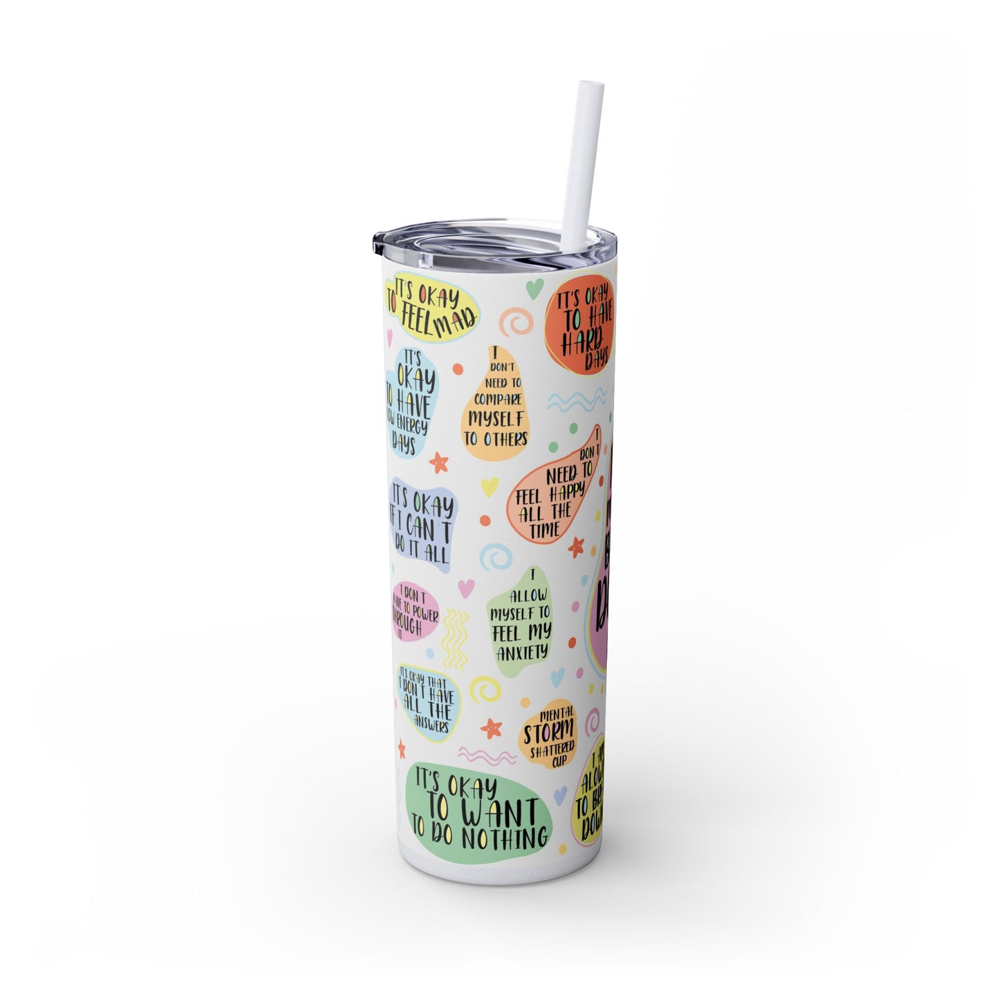 My Mental Breakdown Cup-Bohemian Art Skinny Tumbler - 20oz with Straw, Inspirational Quote