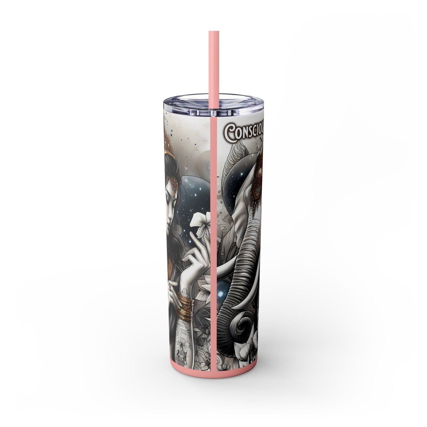 Conscious breathing is my anchor-Affirmation Art Skinny Tumbler - 20oz with Straw