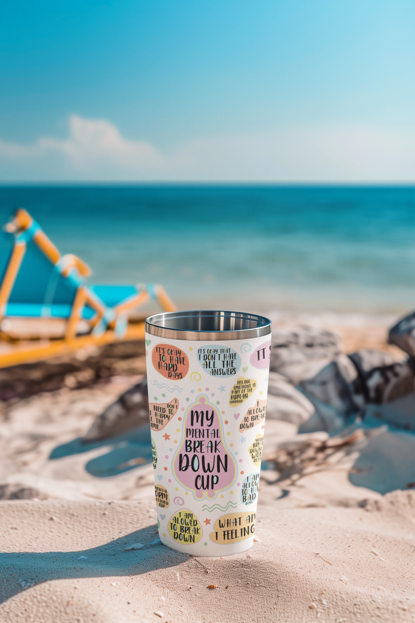 My Mental Breakdown Cup-Bohemian Art Skinny Tumbler - 20oz with Straw, Inspirational Quote