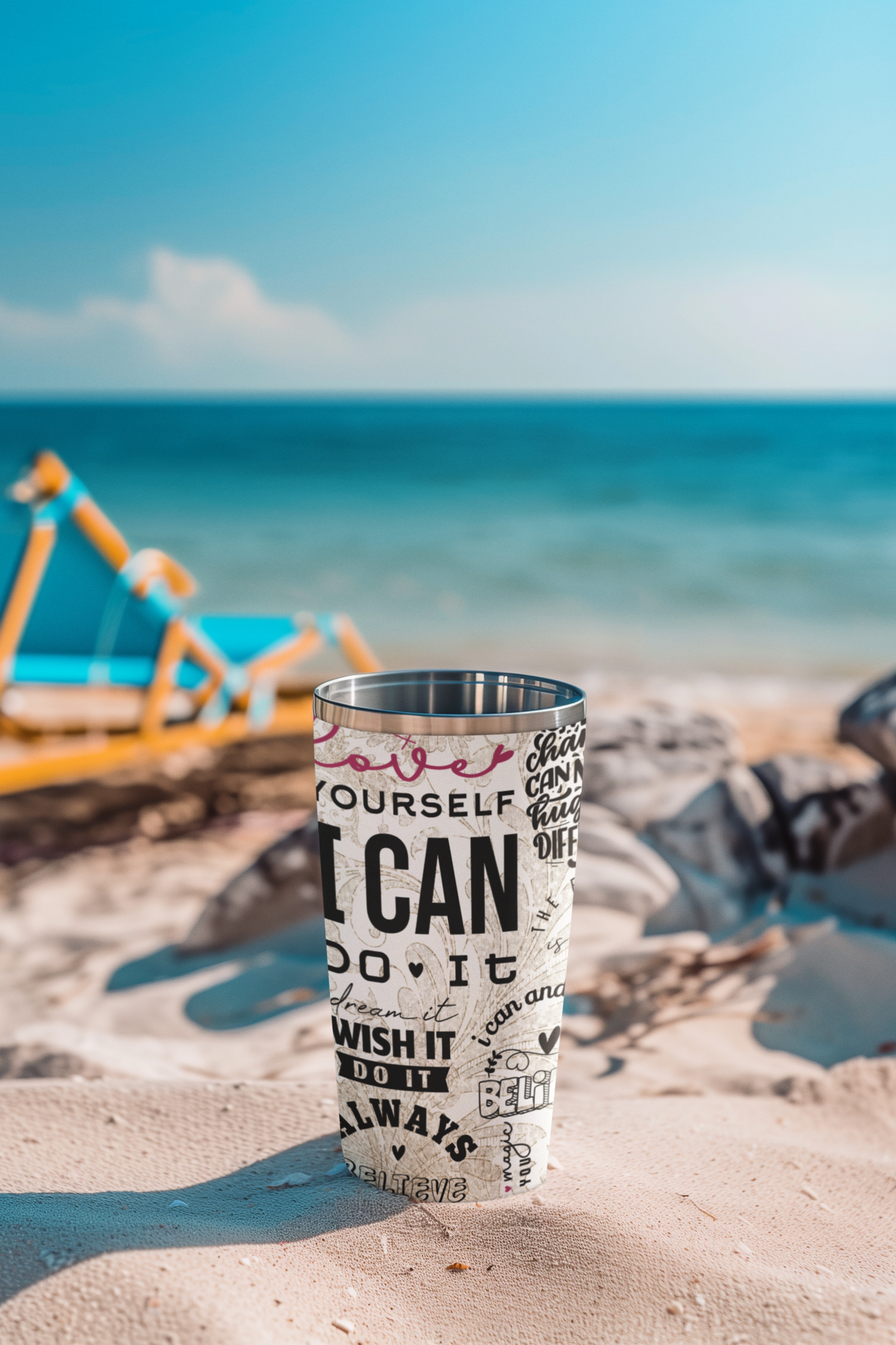 I Can Do It- Self Love Skinny Tumbler with Straw, 20oz