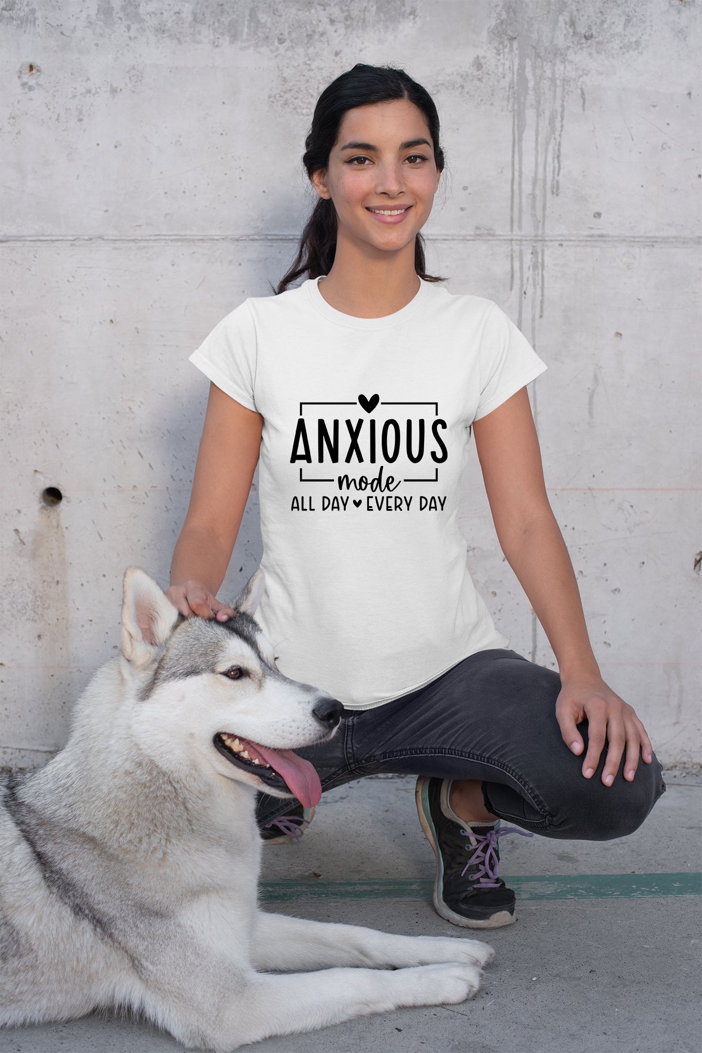 Anxious Mode-All day -everyday-Deep Breathe-Heavy Cotton Tee