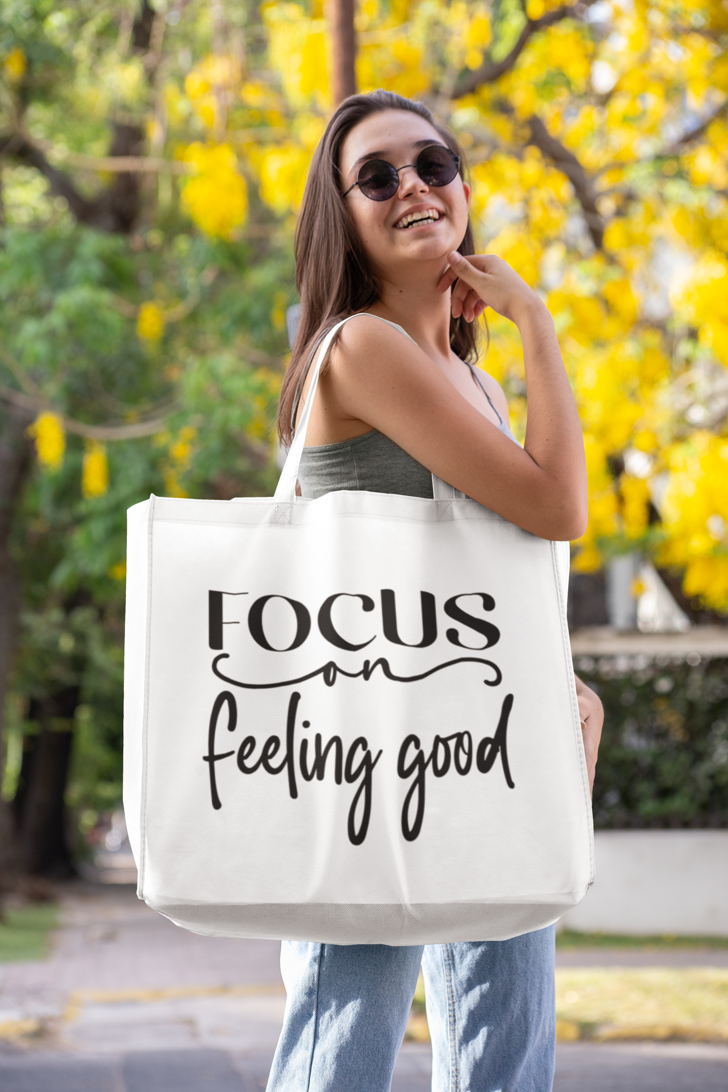 Focus on feeling good Cotton Canvas Tote Bag