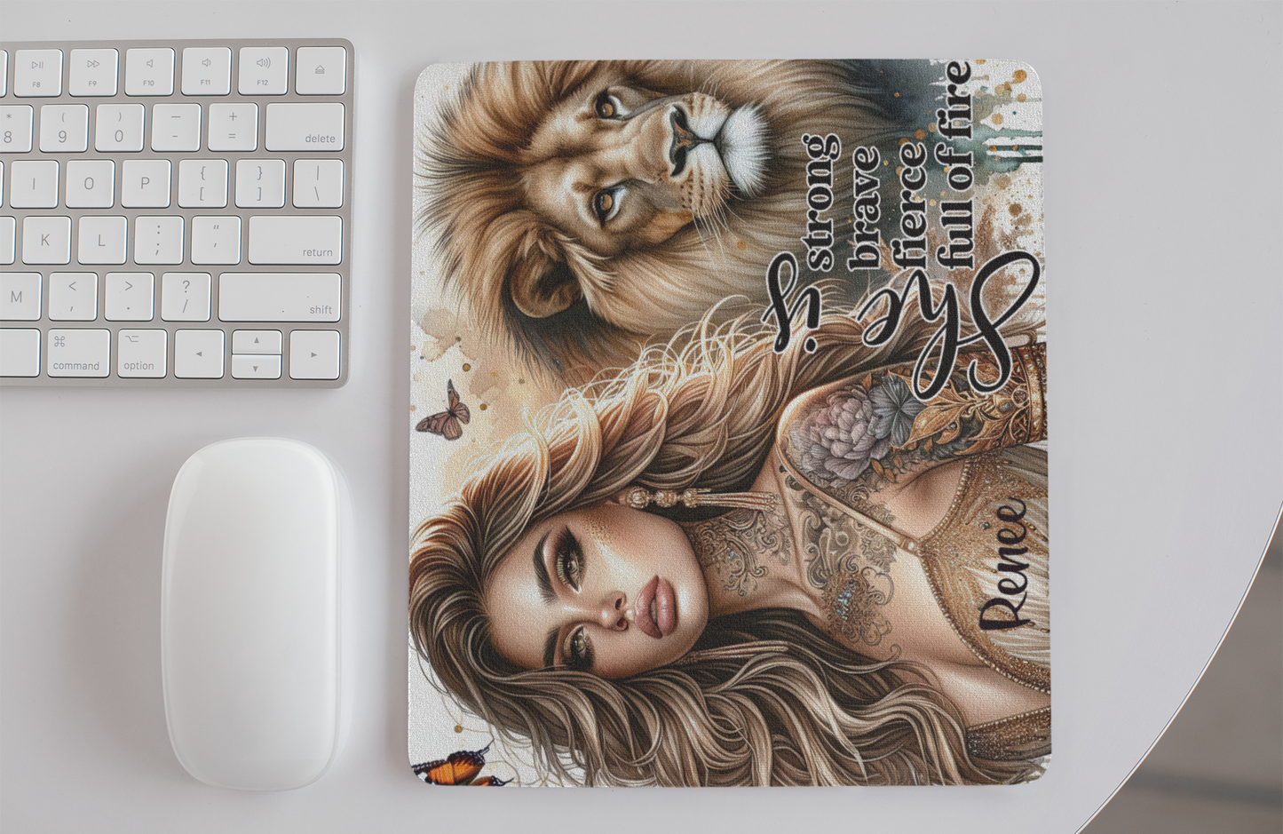 She is strong, brave, fierce-full of fire-Customisable-Mouse Pad (Rectangle)