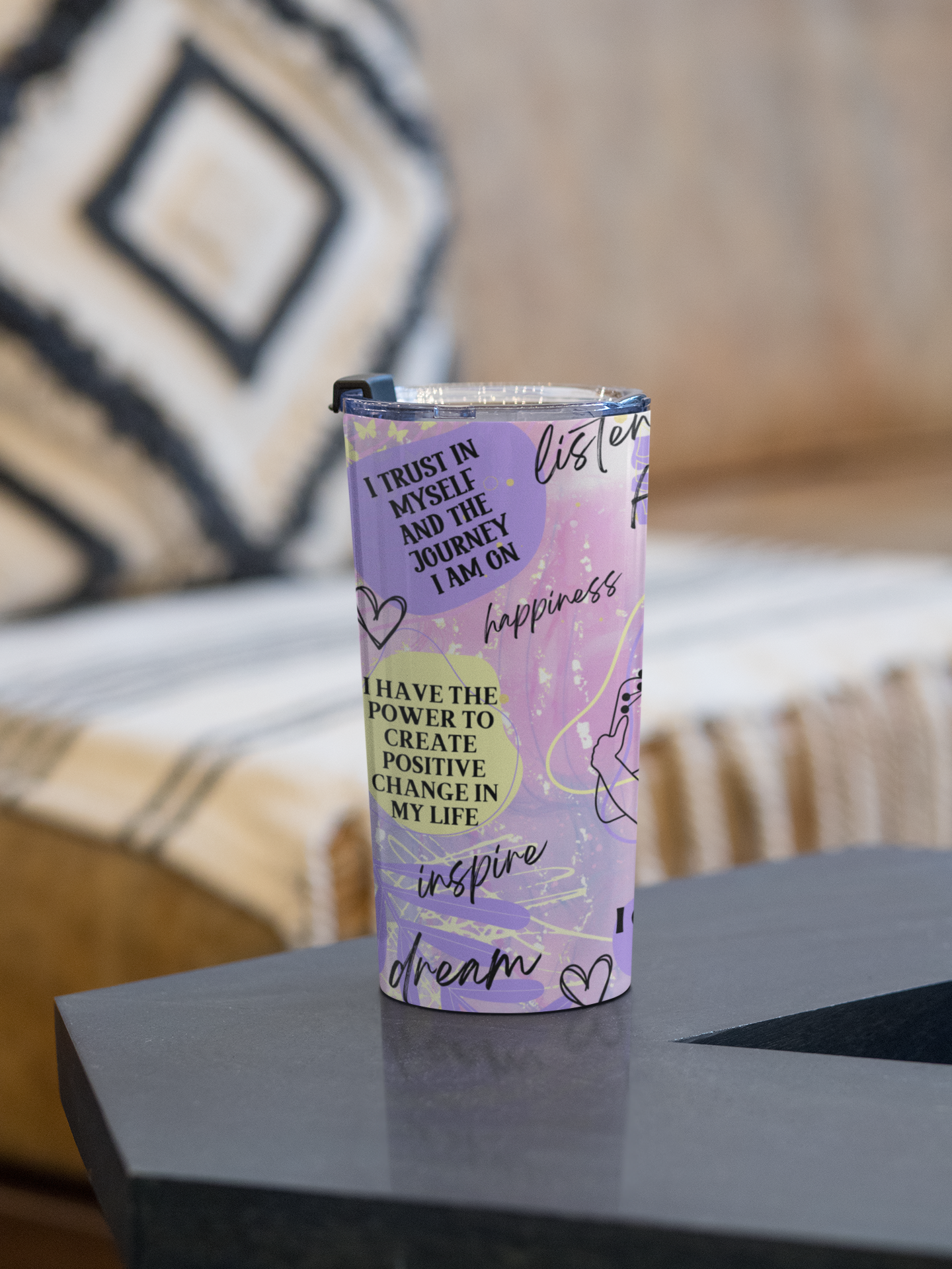 Today i will be my best self- Self Love Skinny Tumbler with Straw, 20oz