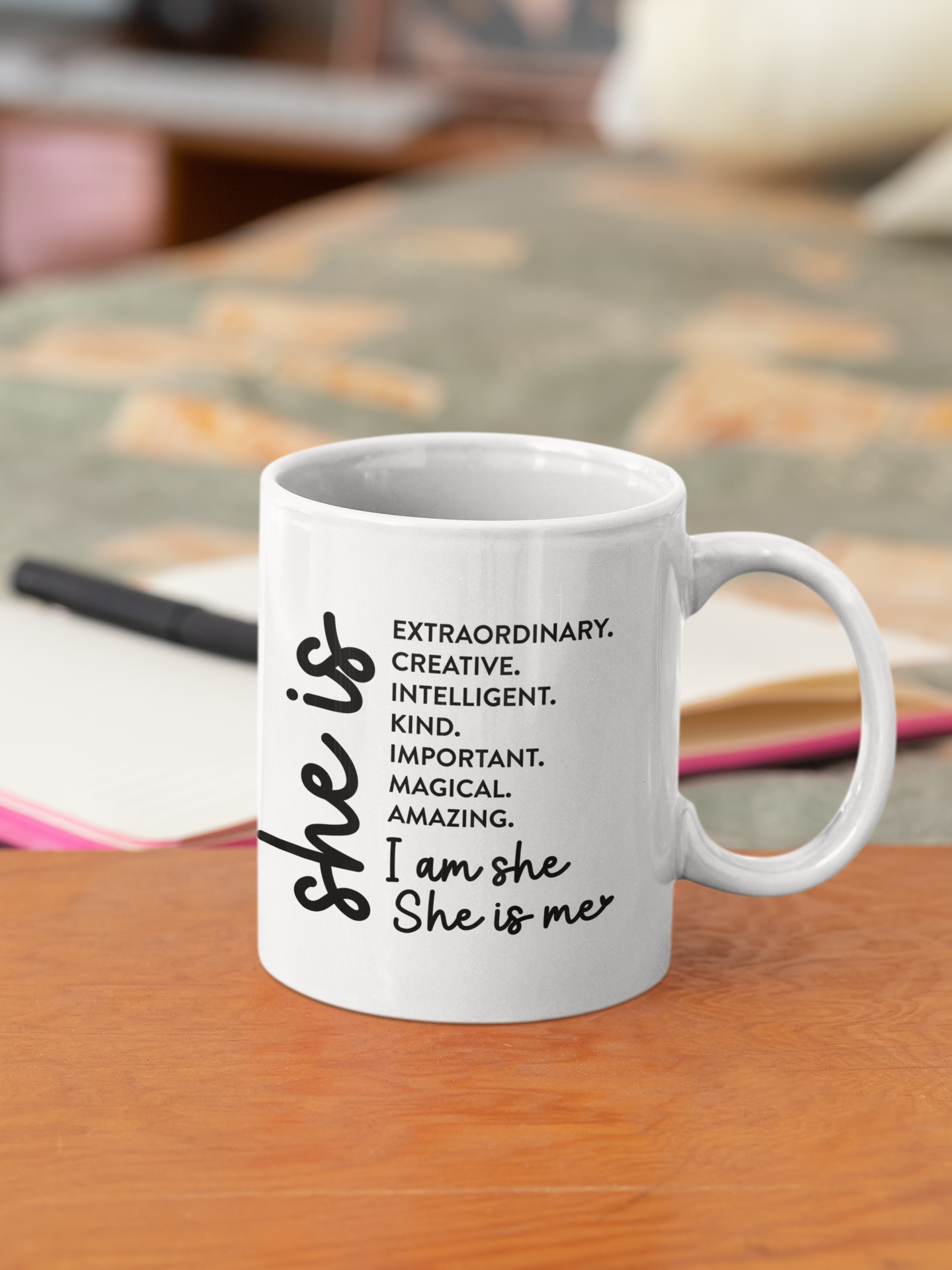 Empowering Affirmation Mug - She is Extraordinary, Creative, Kind - 11oz Ceramic Coffee Cup