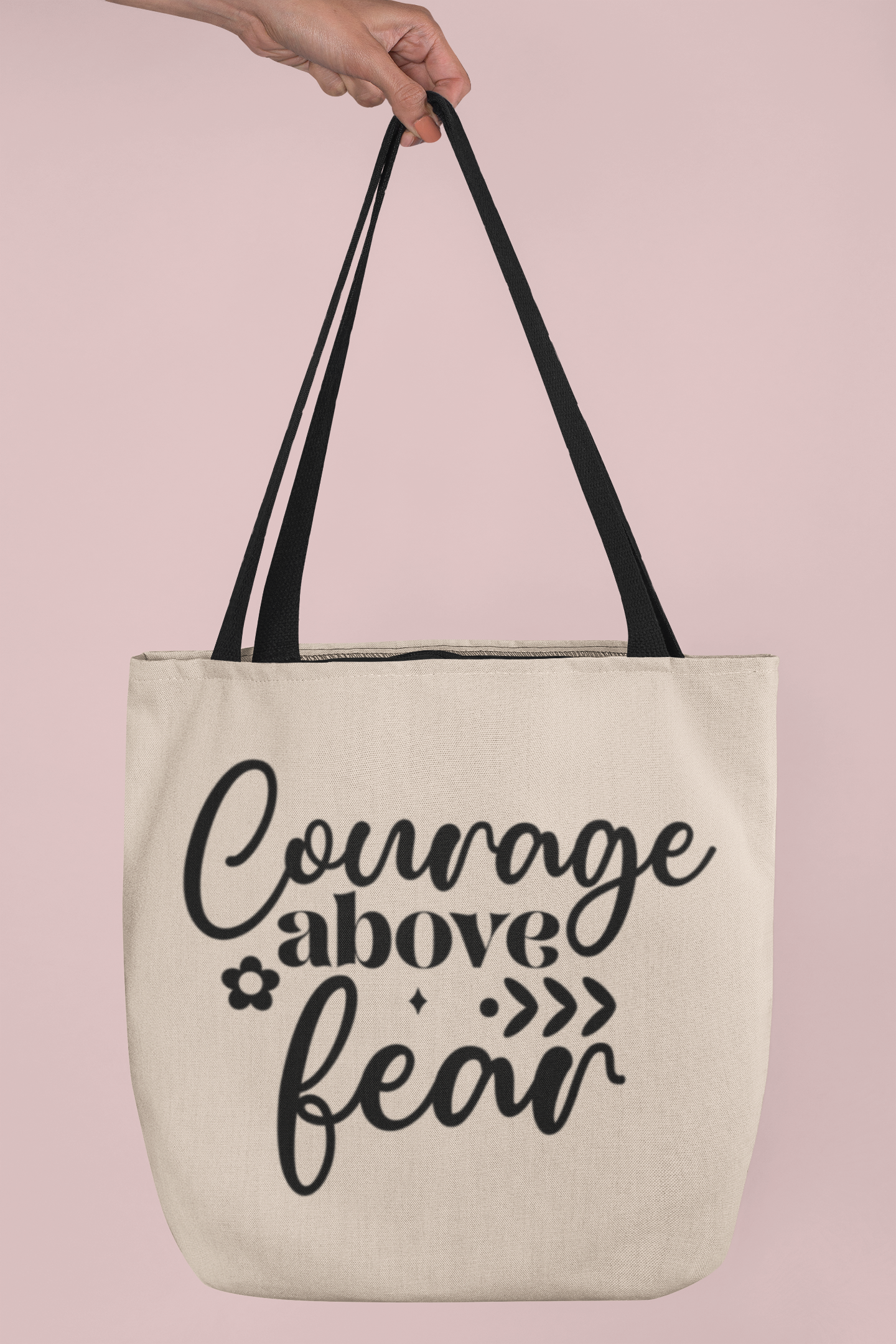 Courage Above Fear Cotton Canvas Tote Bag - Inspirational Eco-Friendly Shopper