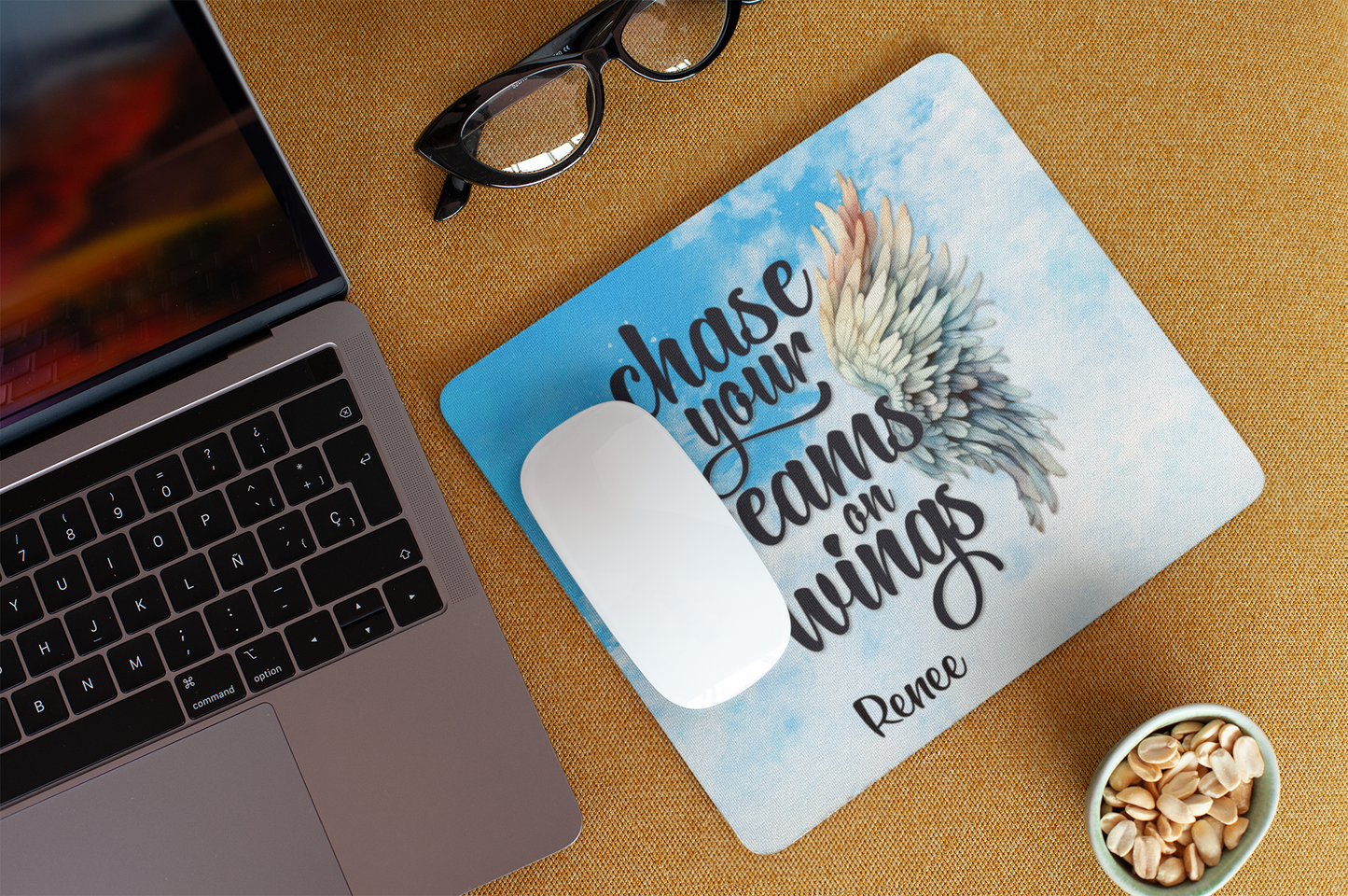 Chase your dreams on Wings -Mouse Pad-Customisable (Rectangle)