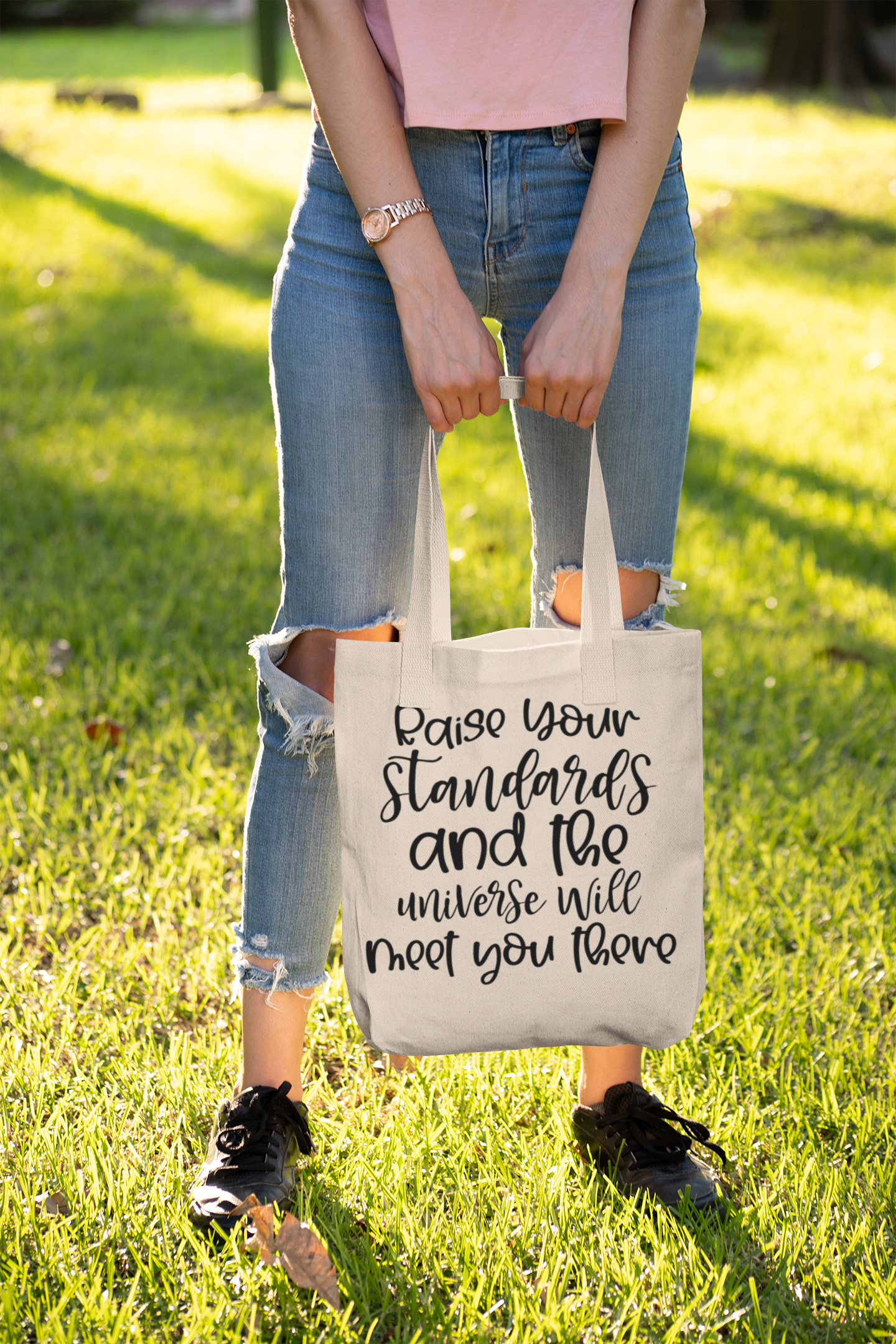 Raise your standards and universe will meet you there Cotton Canvas Tote Bag