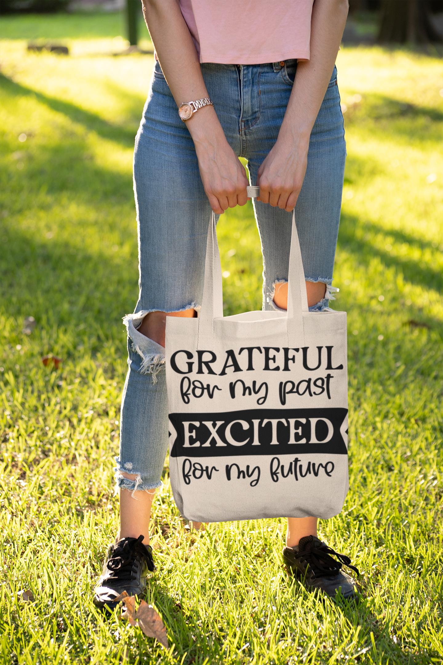 Grateful for my past excited for my future Cotton Canvas Tote Bag