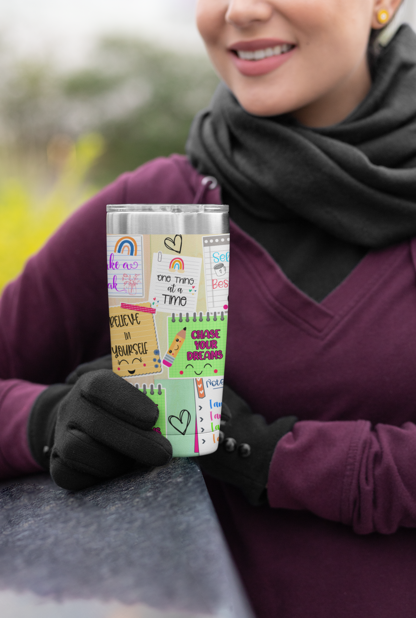 Chase Your Dreams- Self Love Skinny Tumbler with Straw, 20oz